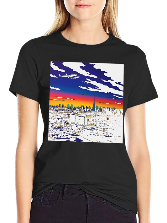 Cityscape Airplane Graphic Tee