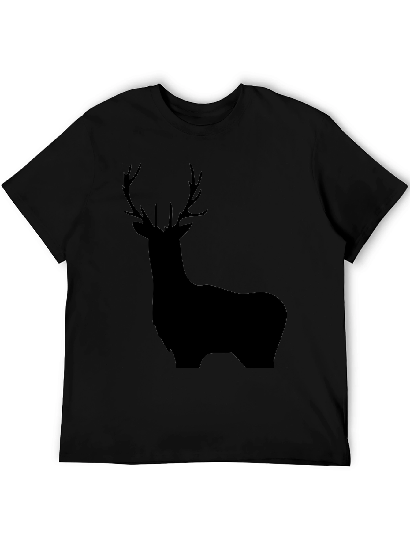 Deer Silhouette Black Graphic Tee - Mens Casual Shirt