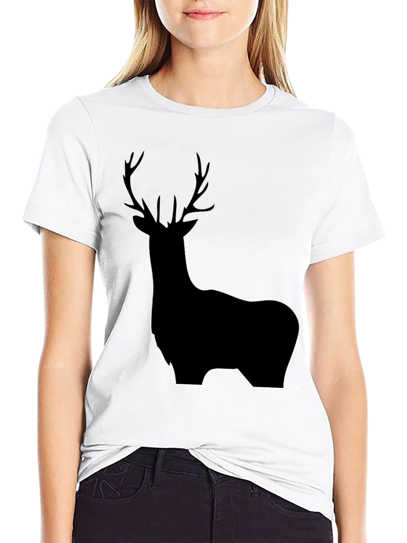 Deer Silhouette Black Graphic Tee - Mens Casual Shirt