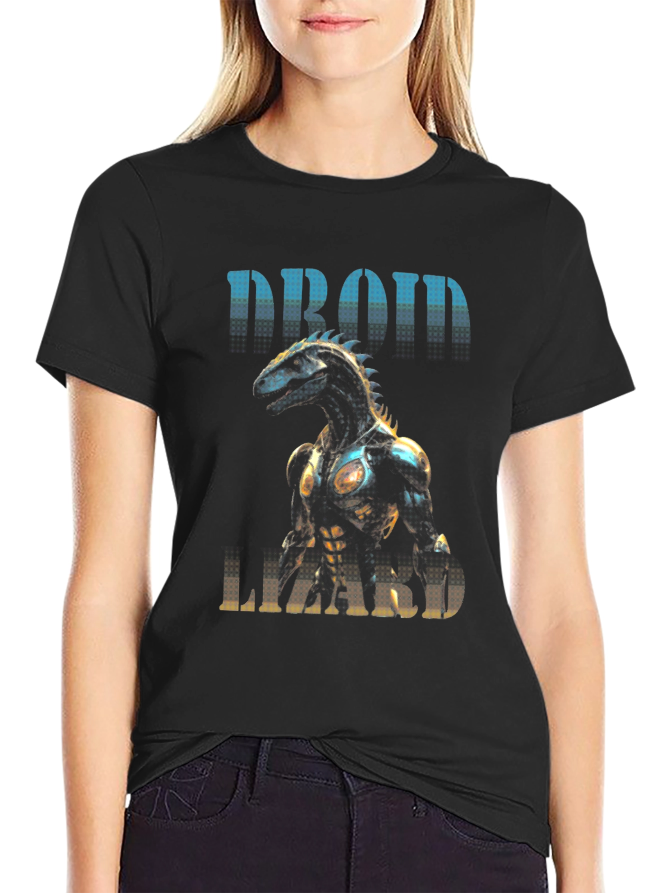 Droid Lizard Graphic Tee - Unique Robot Animal Design