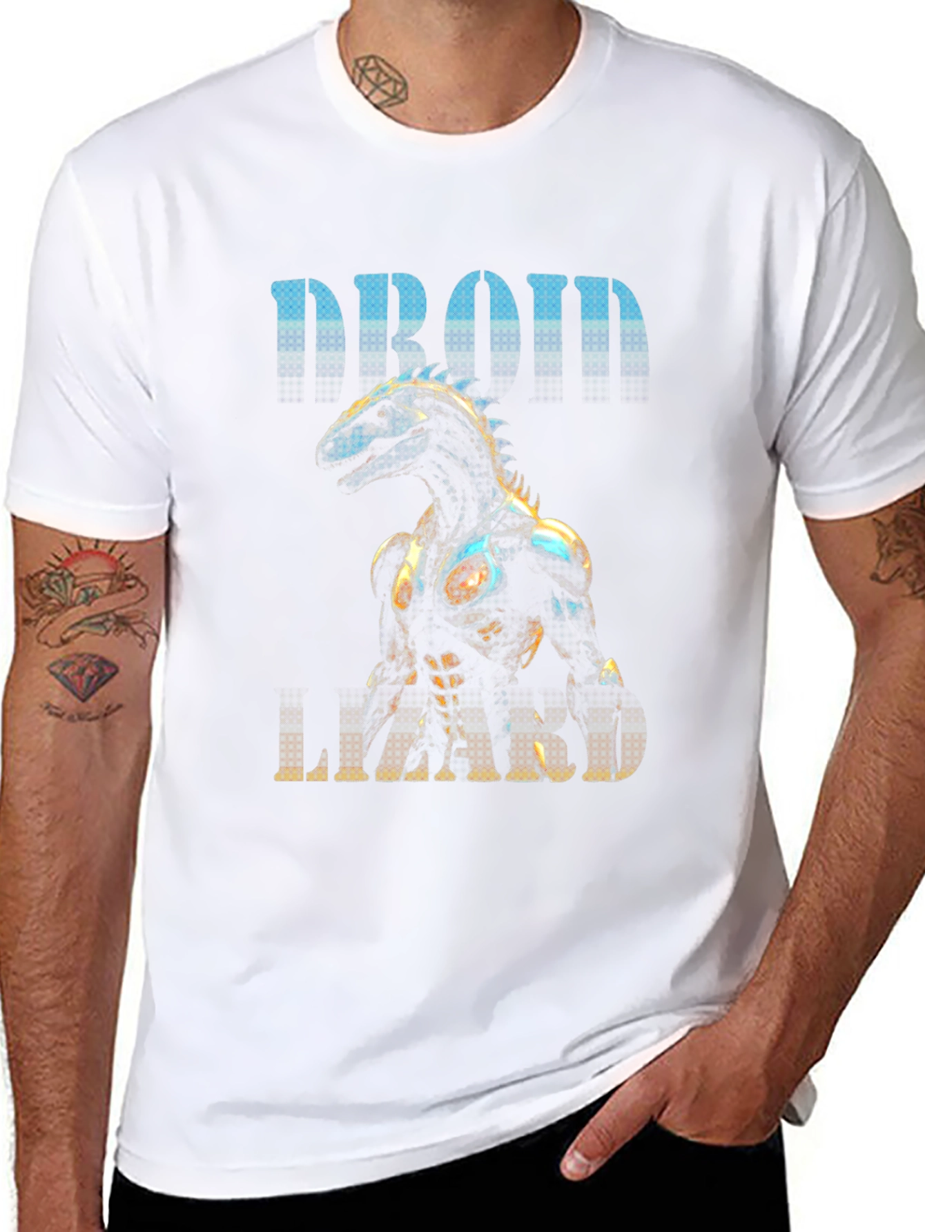 Droid Lizard Graphic Tee - Unique Robot Animal Design