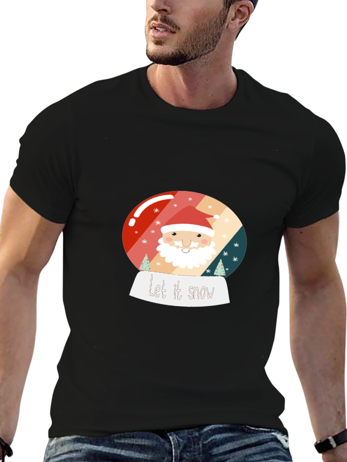 Festive Santa Snow Globe Graphic Tee