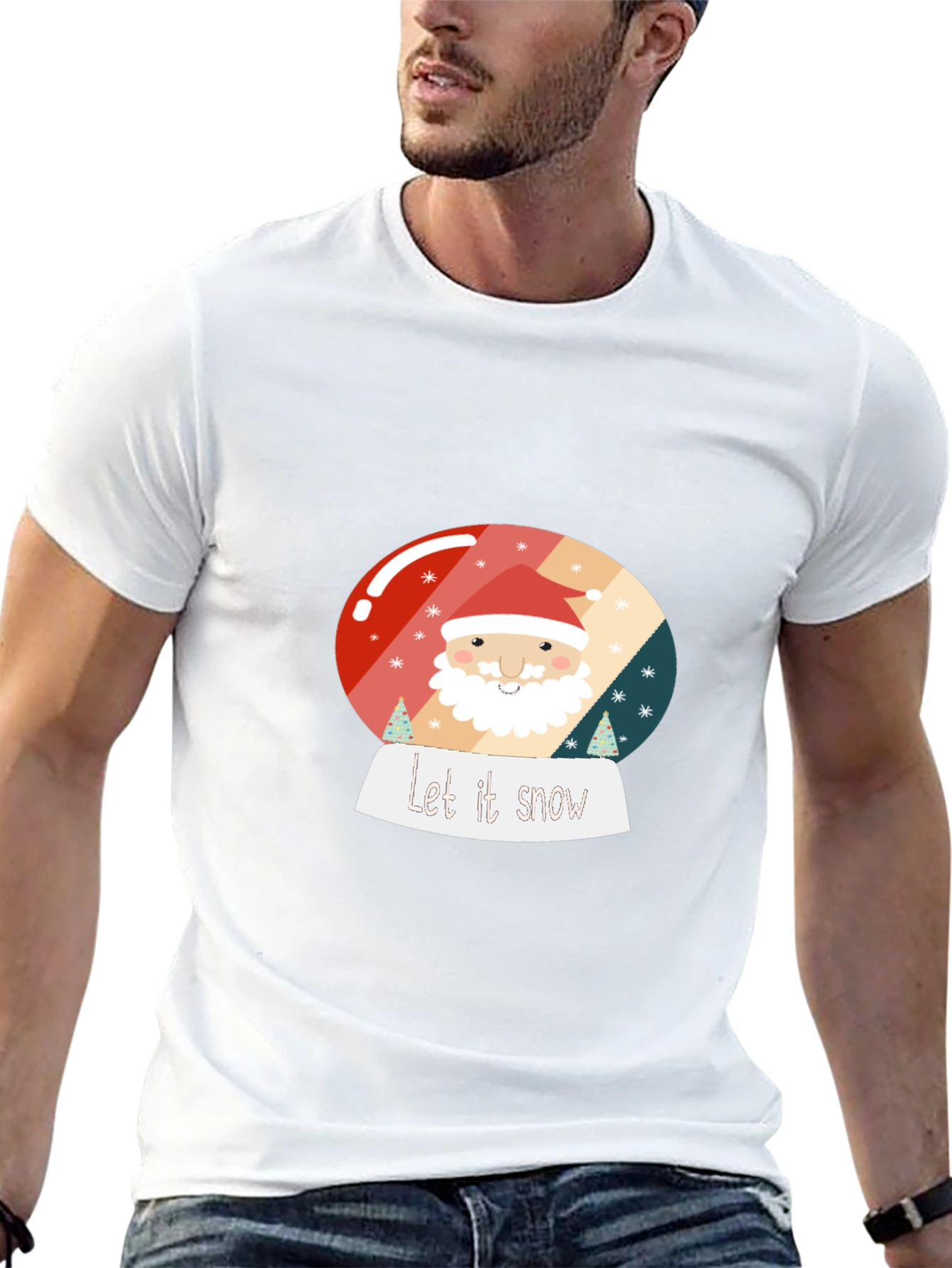 Festive Santa Snow Globe Graphic Tee