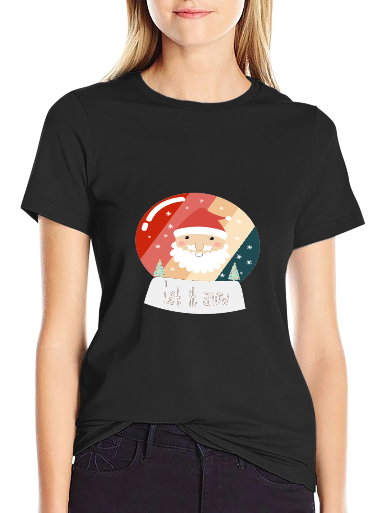 Festive Santa Snow Globe Graphic Tee