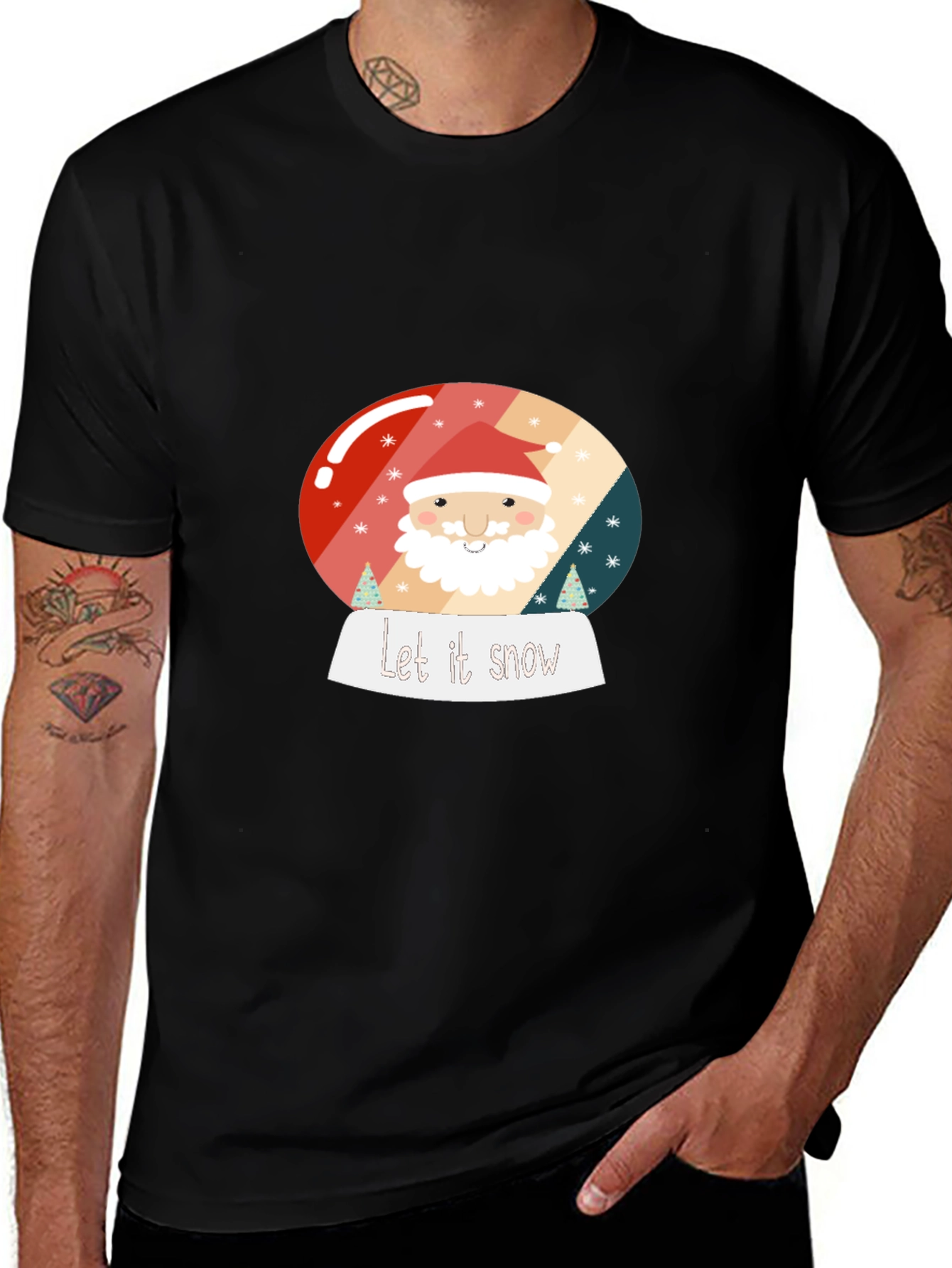 Festive Santa Snow Globe Graphic Tee