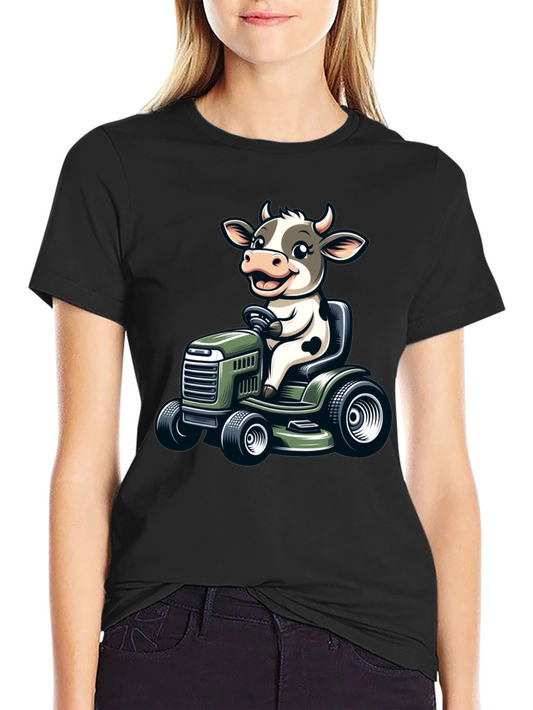 Cow on a Mower T-Shirt - Quirky Graphic Tee