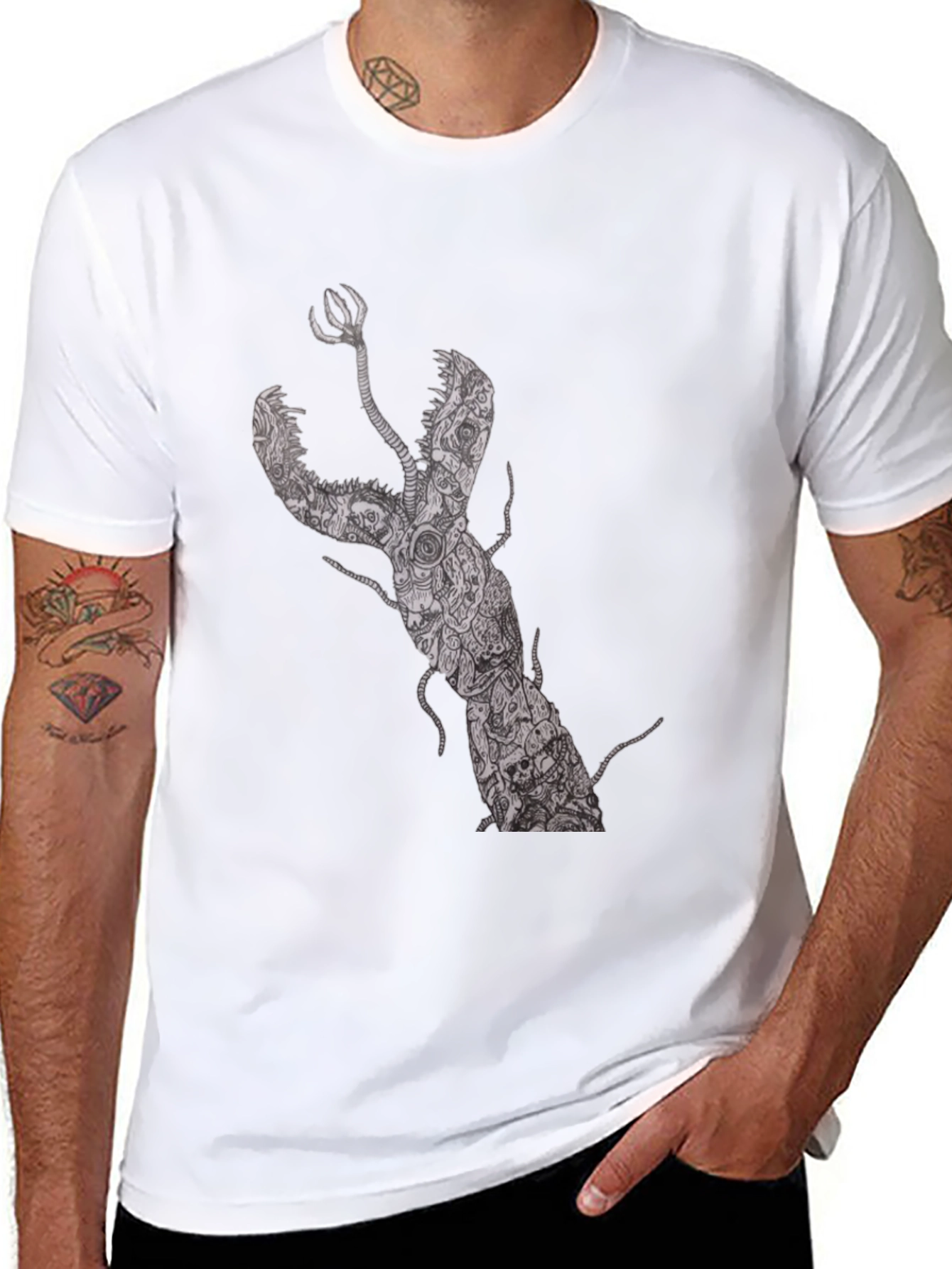 Unique Lobster Graphic Black T-Shirt