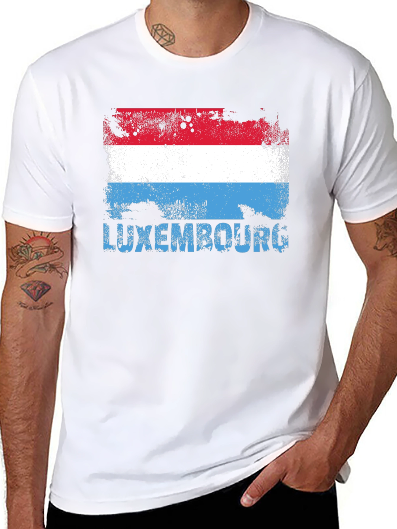 Luxembourg Flag Distressed Mens T-shirt