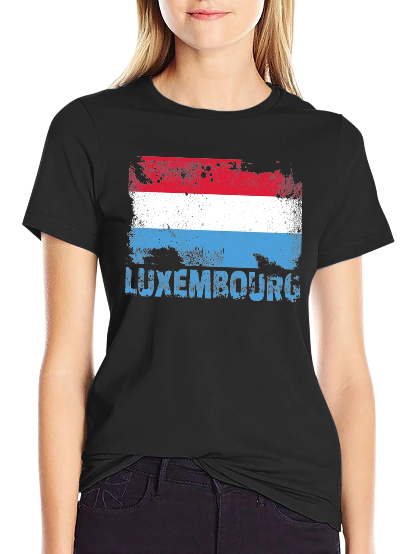 Luxembourg Flag Distressed Mens T-shirt