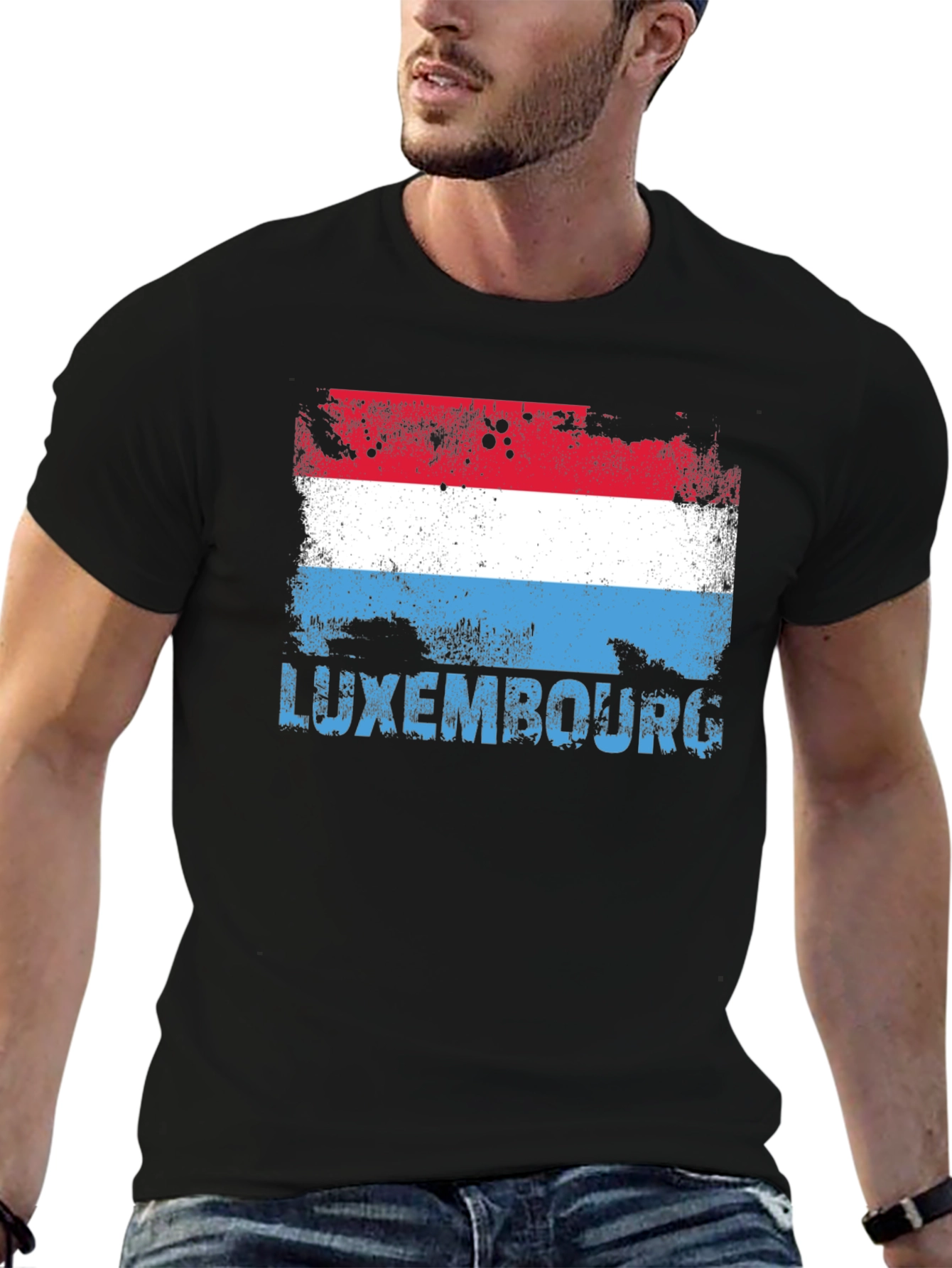 Luxembourg Flag Distressed Mens T-shirt