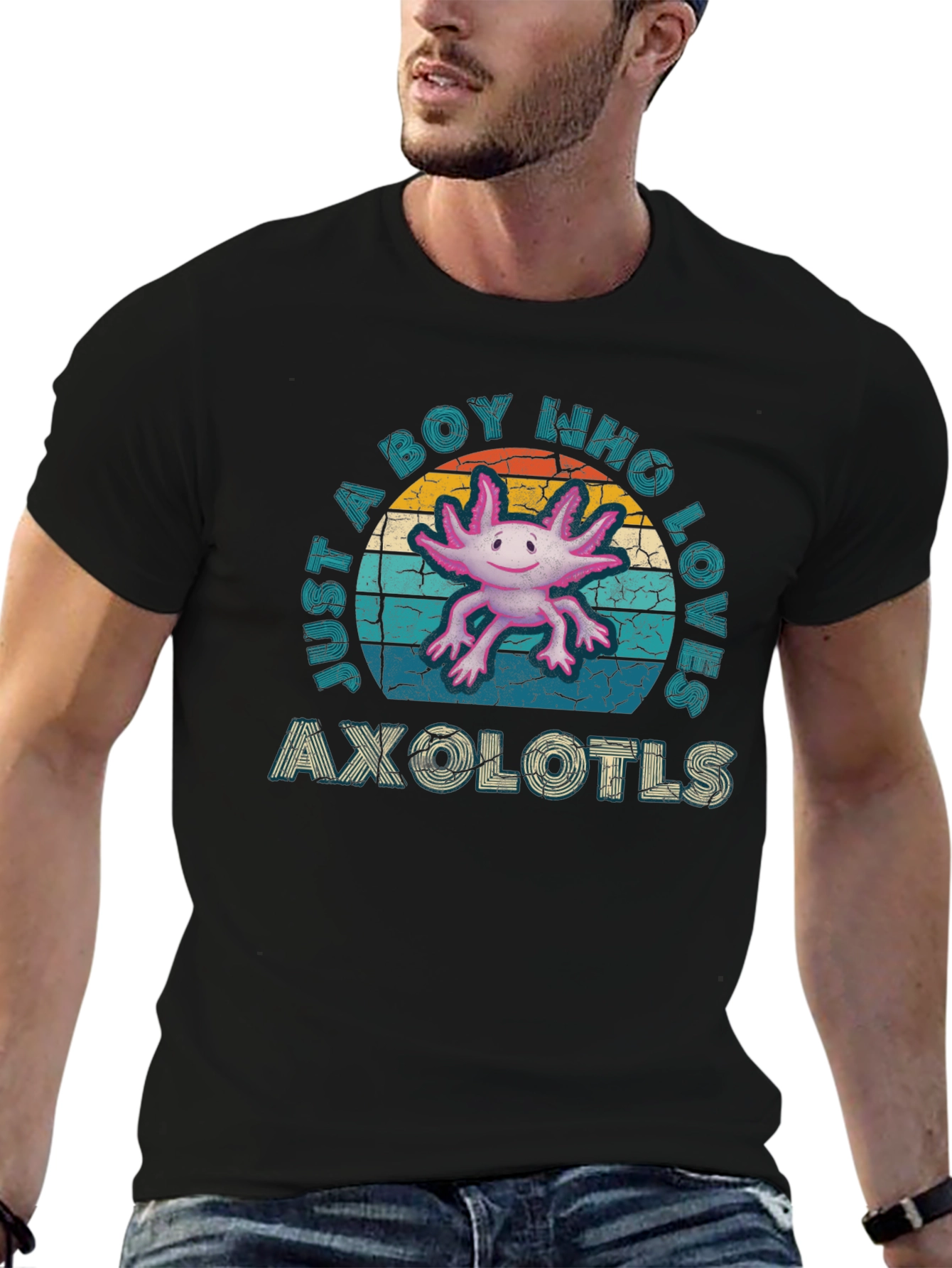 Axolotl Lover Mens Black T-Shirt
