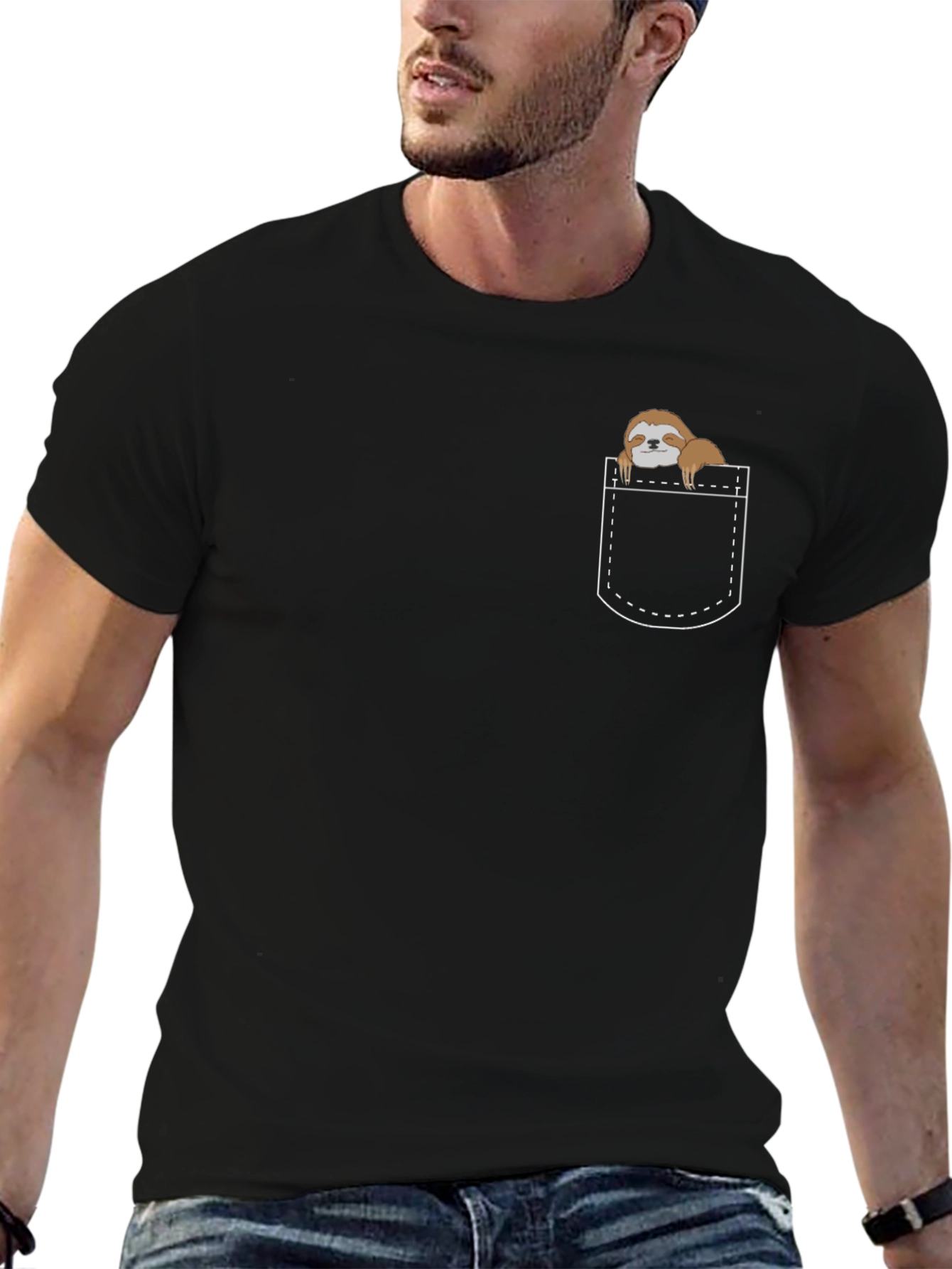Sloth Pocket T-Shirt - Cute Animal Tee