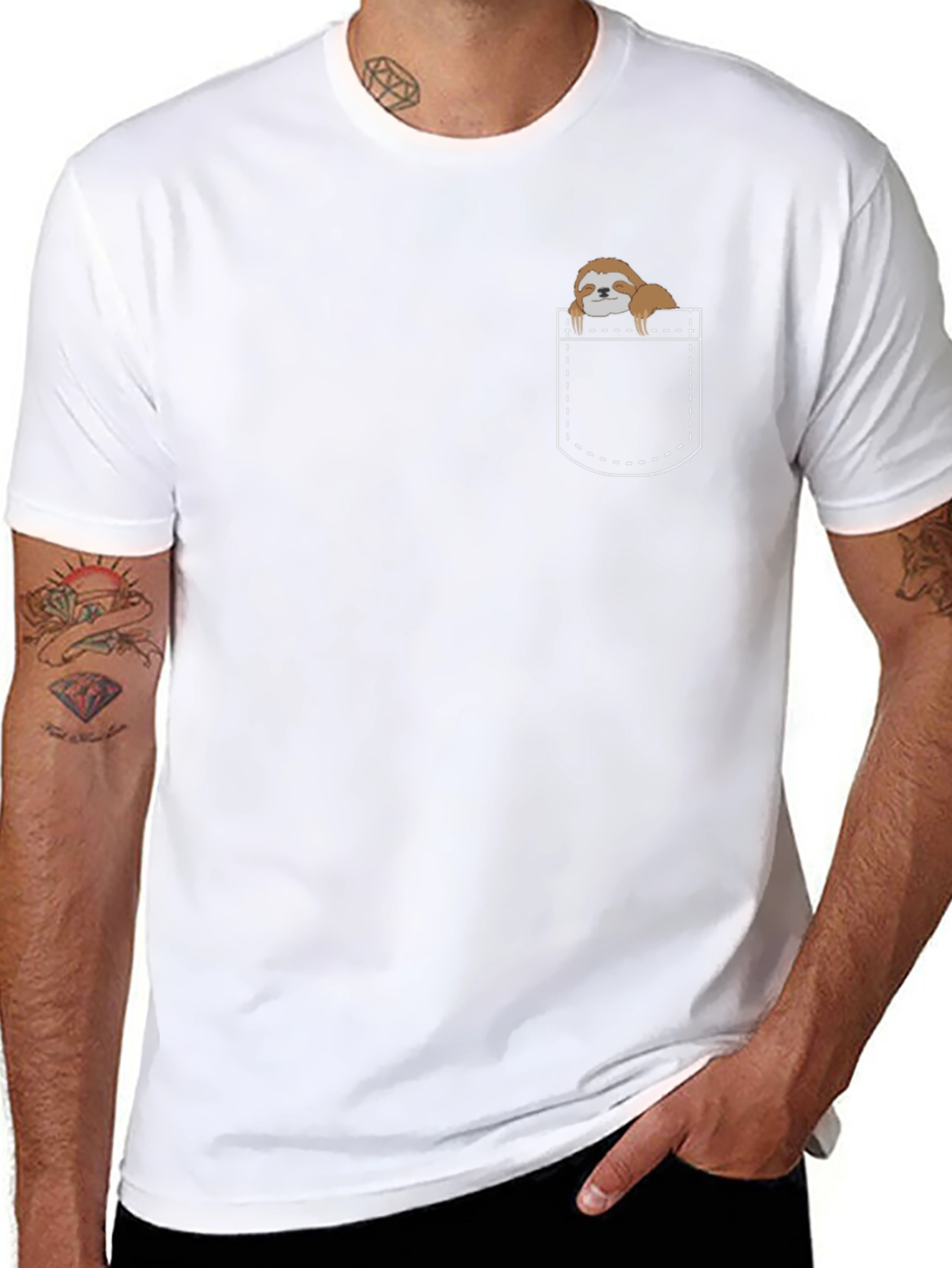 Sloth Pocket T-Shirt - Cute Animal Tee