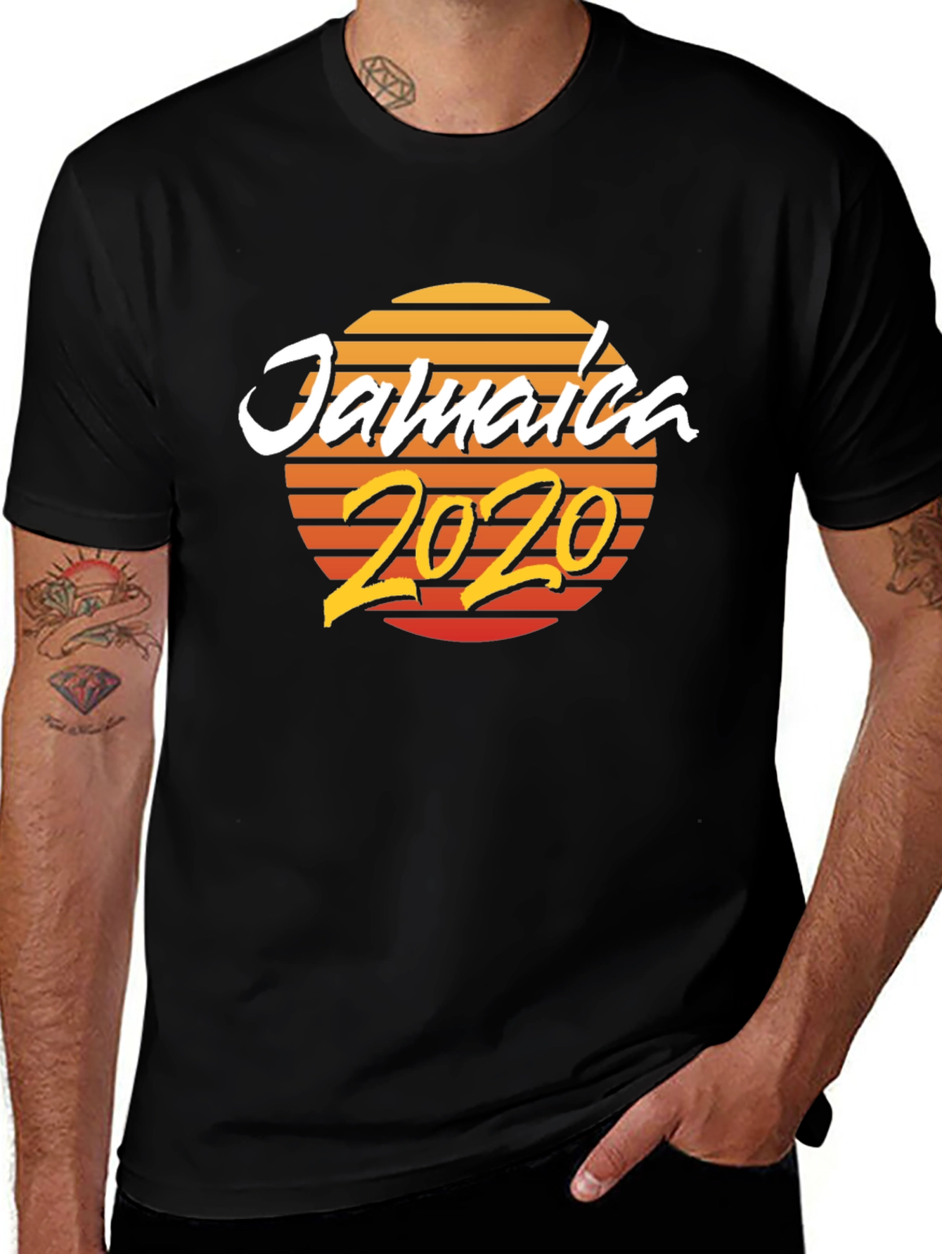 Jamaica 2020 Graphic Tee - Retro Sunset Design