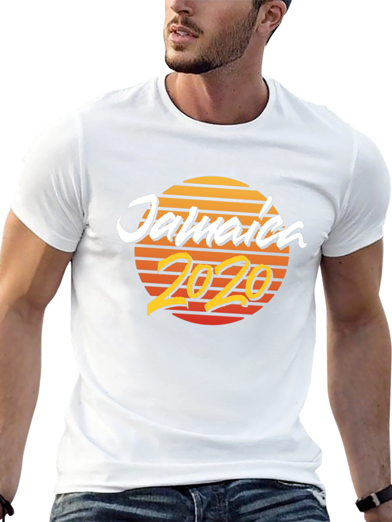 Jamaica 2020 Graphic Tee - Retro Sunset Design