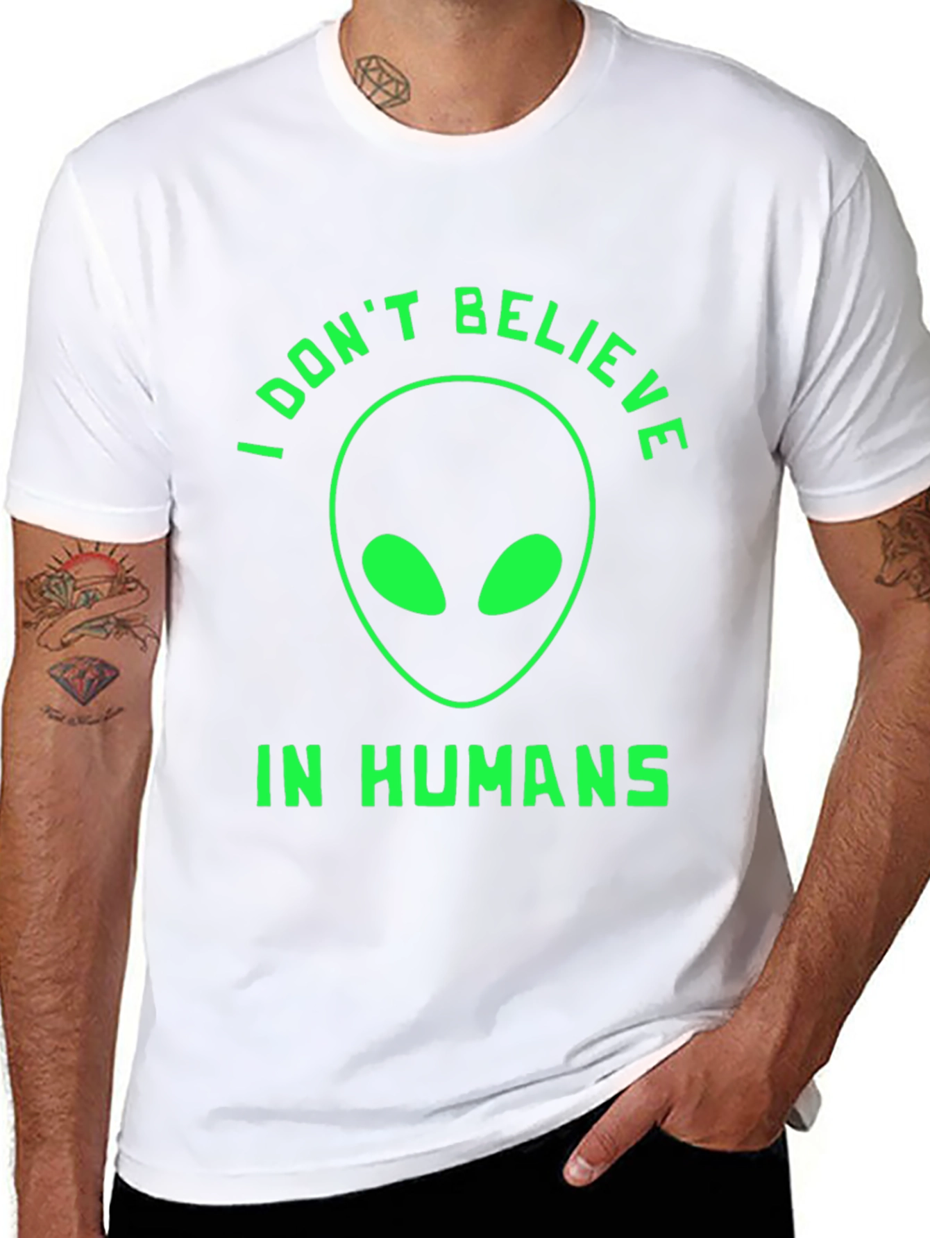 I Dont Believe In Humans Alien Graphic Tee