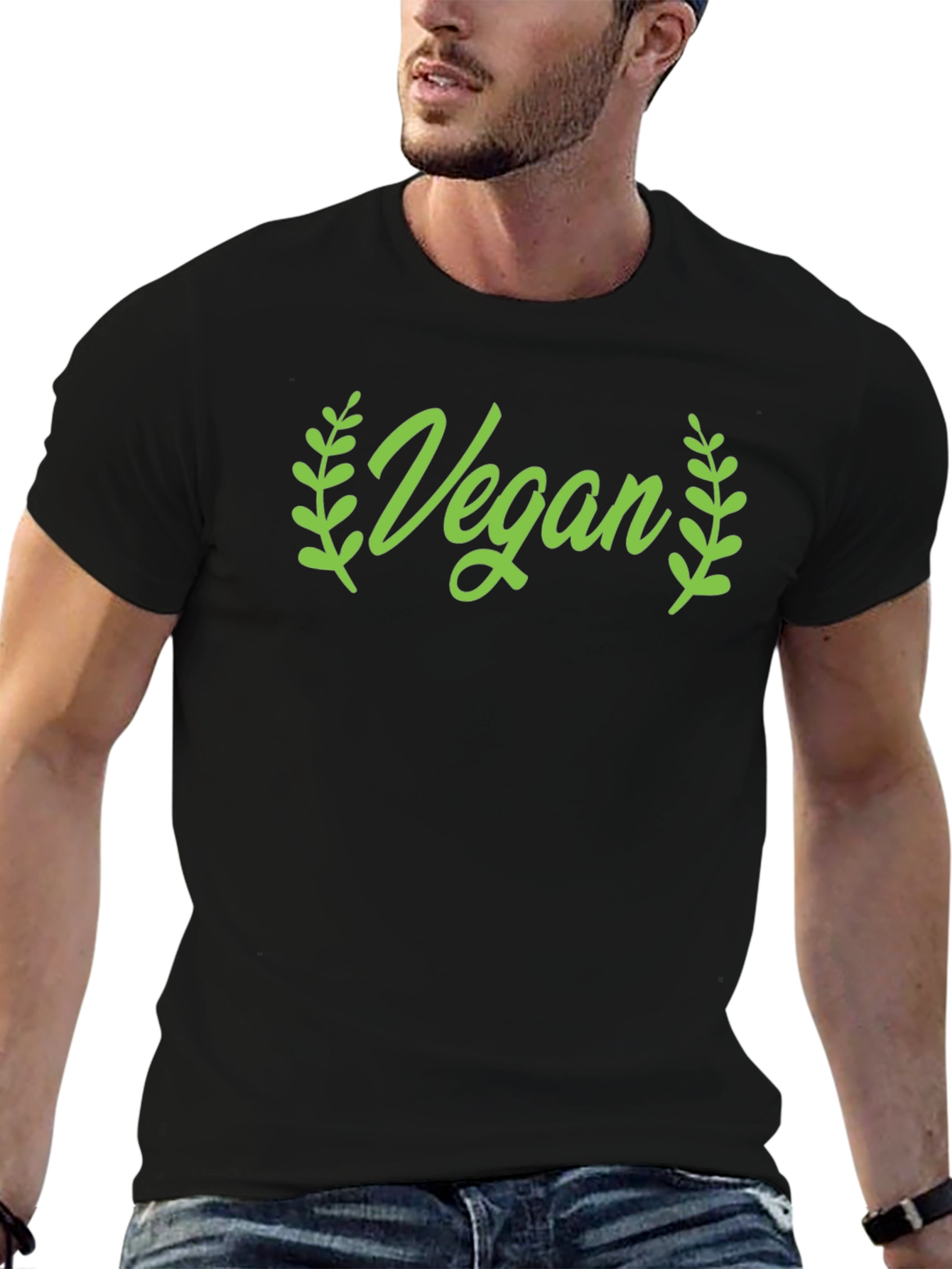 Vegan Green Graphic Crew Neck T-Shirt