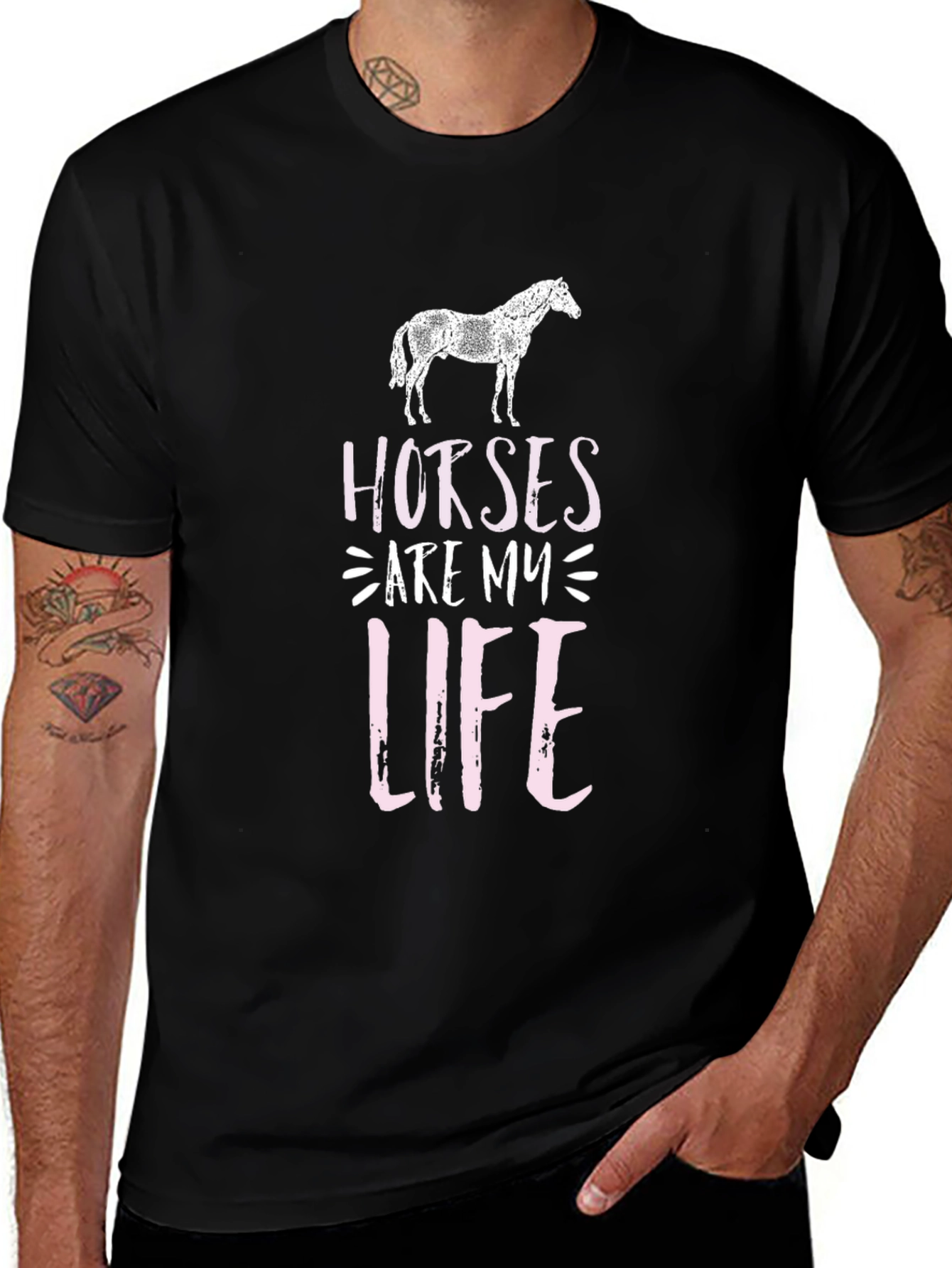Horses Are My Life Black Graphic Tee
