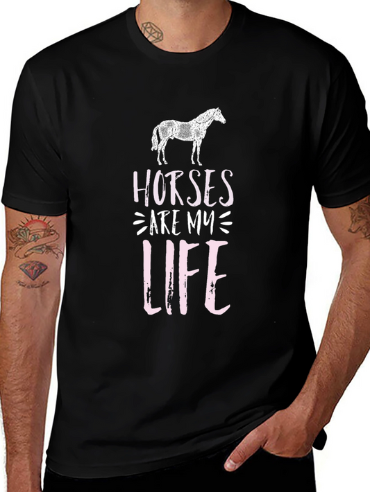 Horses Are My Life Black Graphic Tee