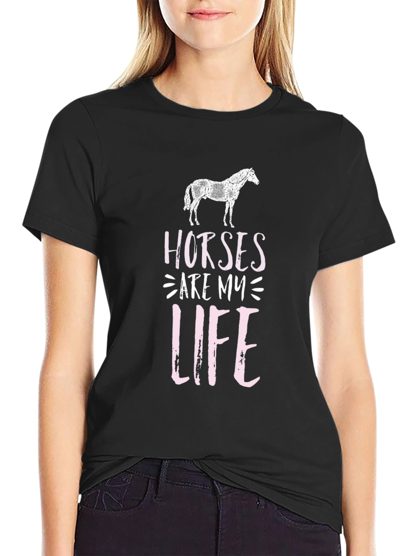 Horses Are My Life Black Graphic Tee