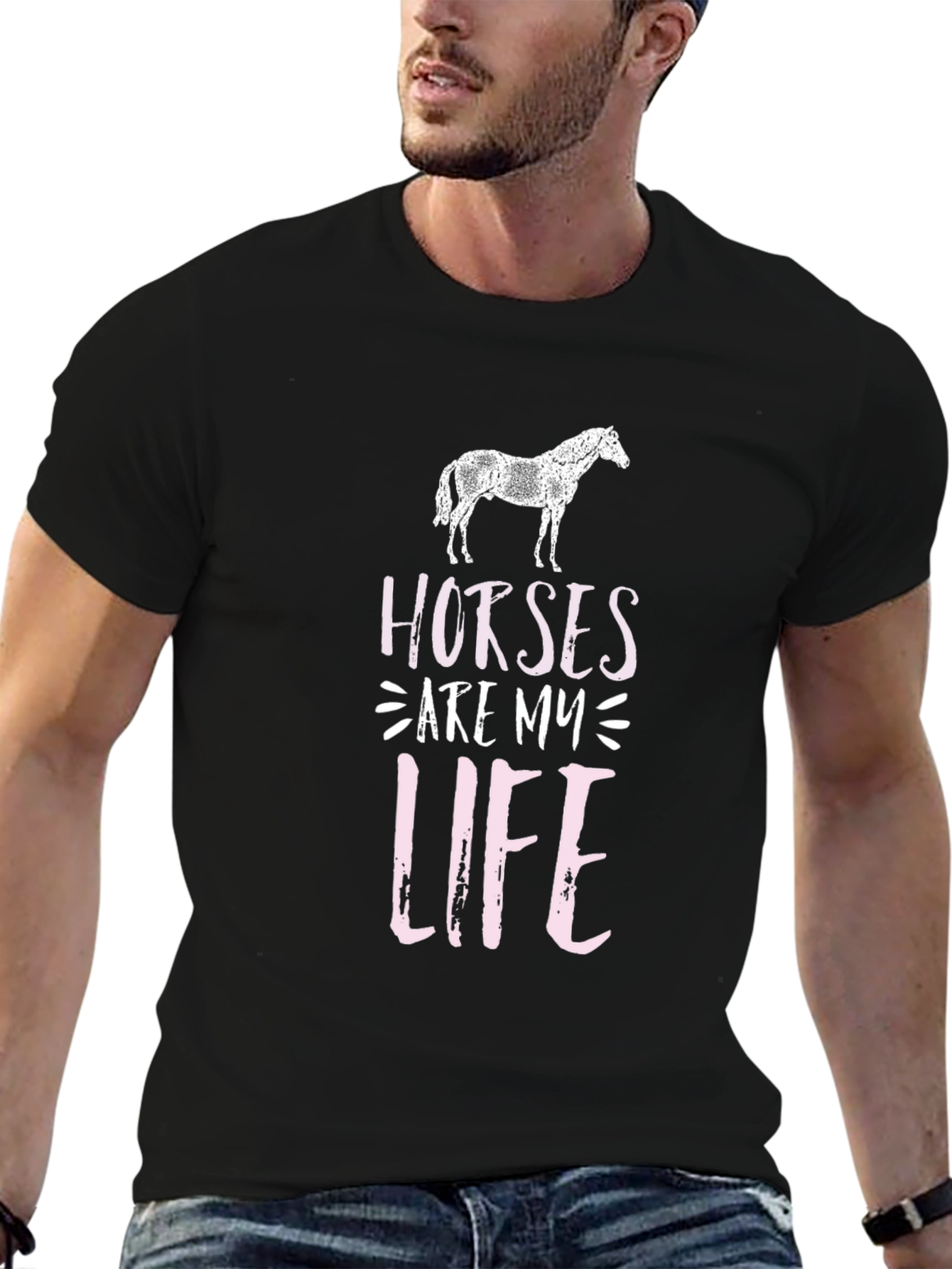 Horses Are My Life Black Graphic Tee