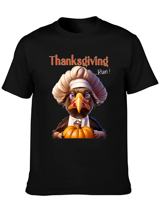 Thanksgiving Turkey Run Black Graphic Tee