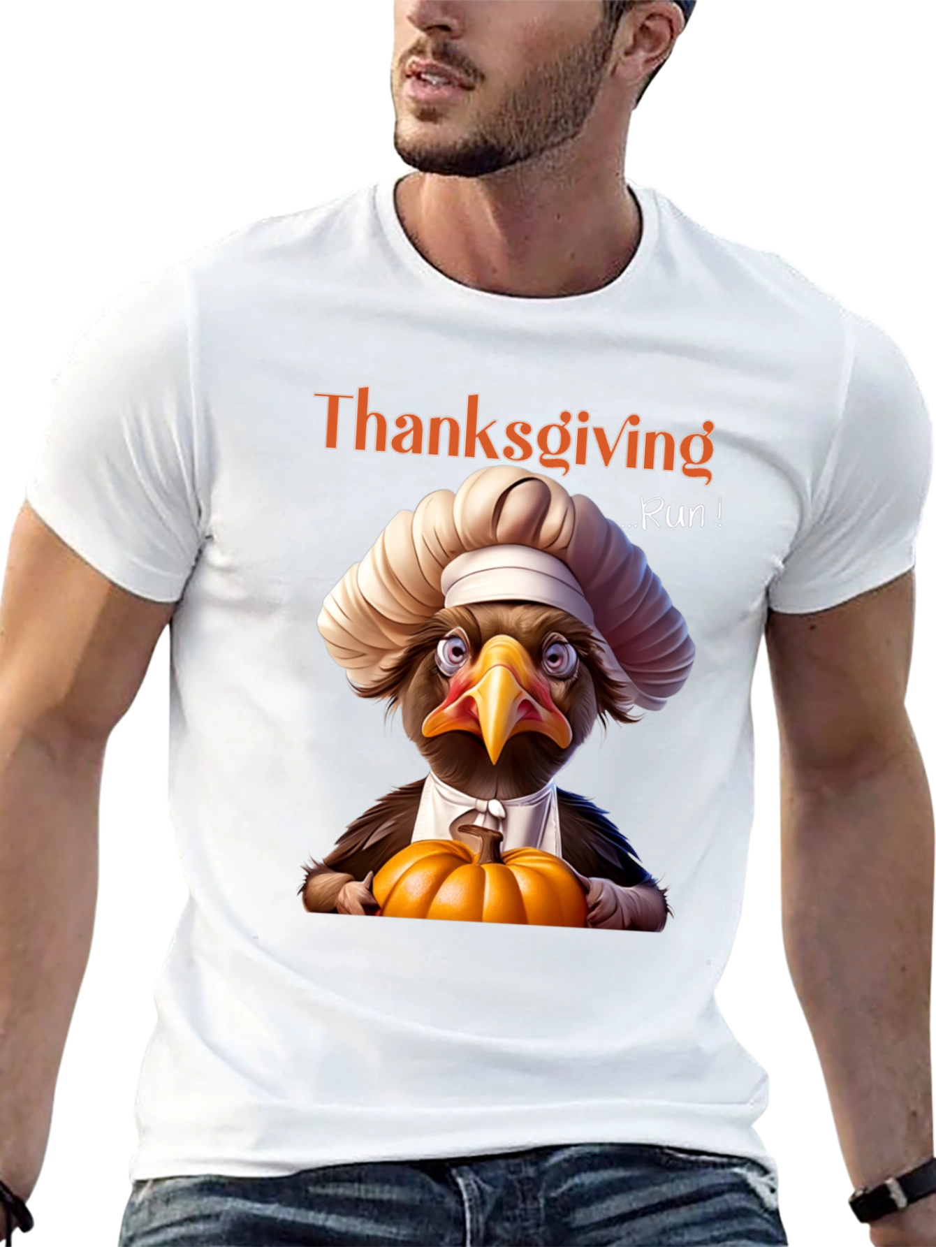 Thanksgiving Turkey Run Black Graphic Tee