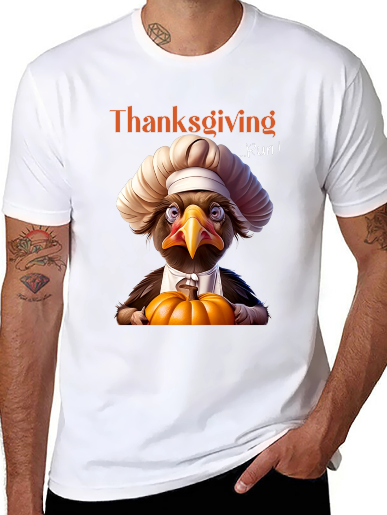 Thanksgiving Turkey Run Black Graphic Tee