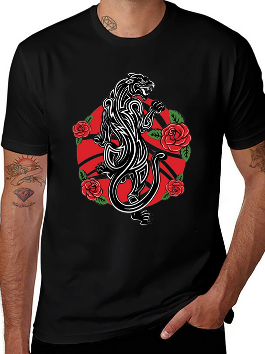 Panther & Roses Graphic Tee - Black