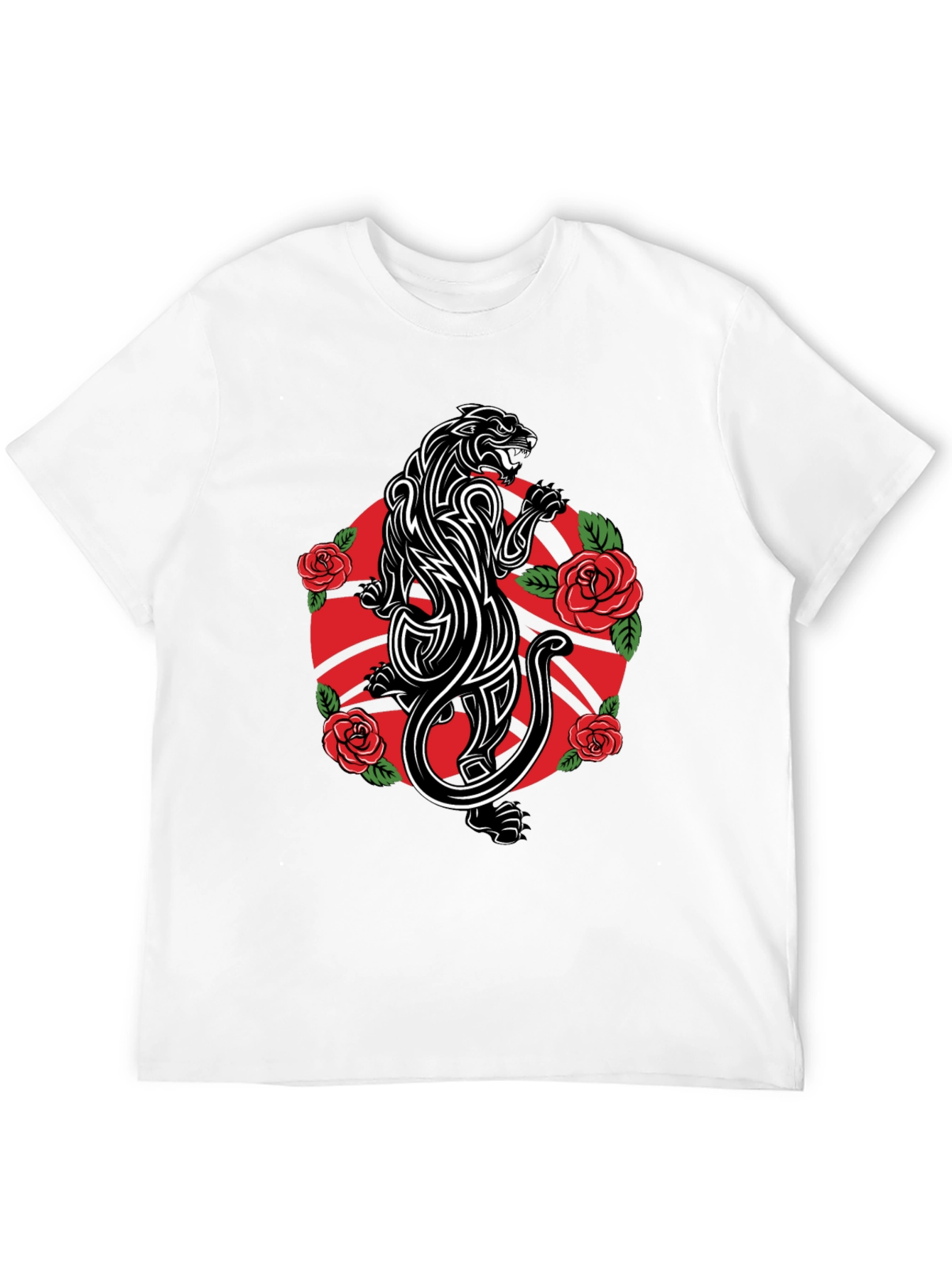 Panther & Roses Graphic Tee - Black