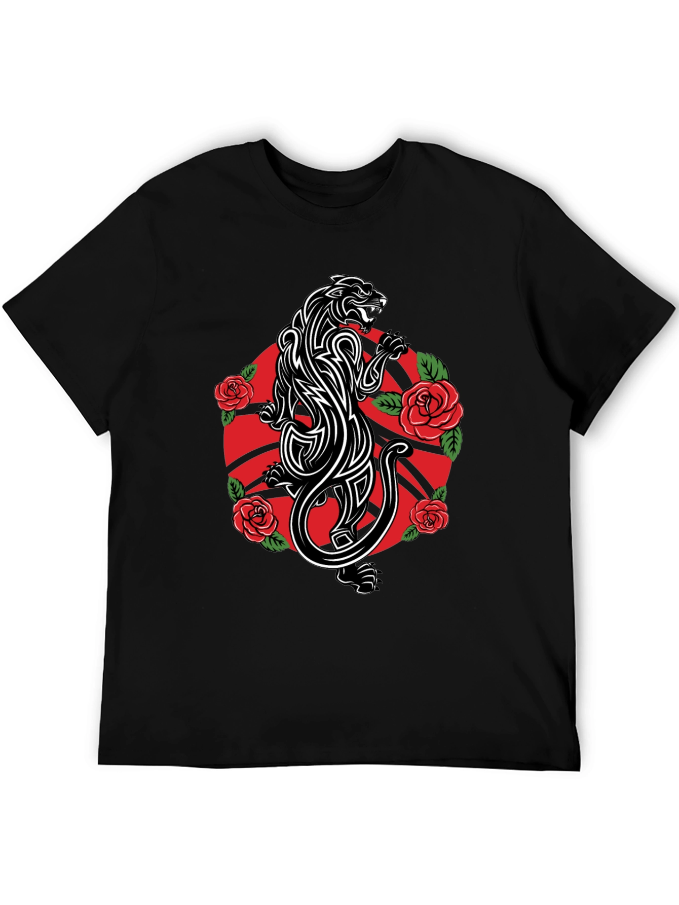 Panther & Roses Graphic Tee - Black