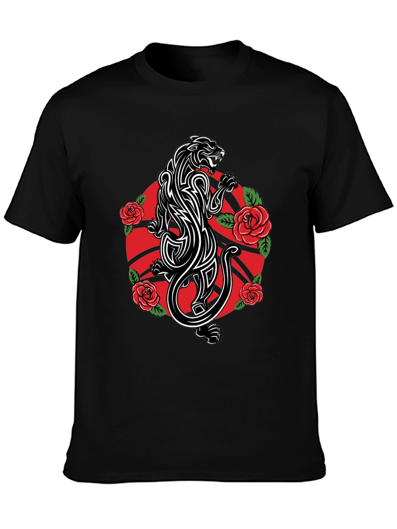 Panther & Roses Graphic Tee - Black