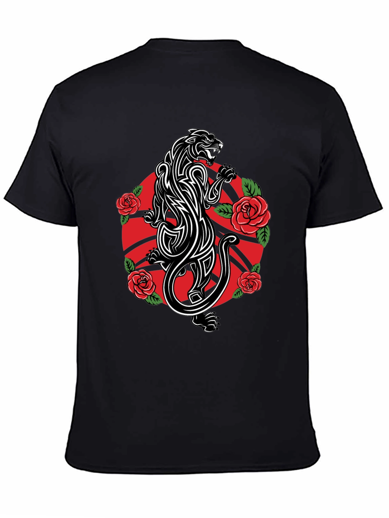 Panther & Roses Graphic Tee - Black