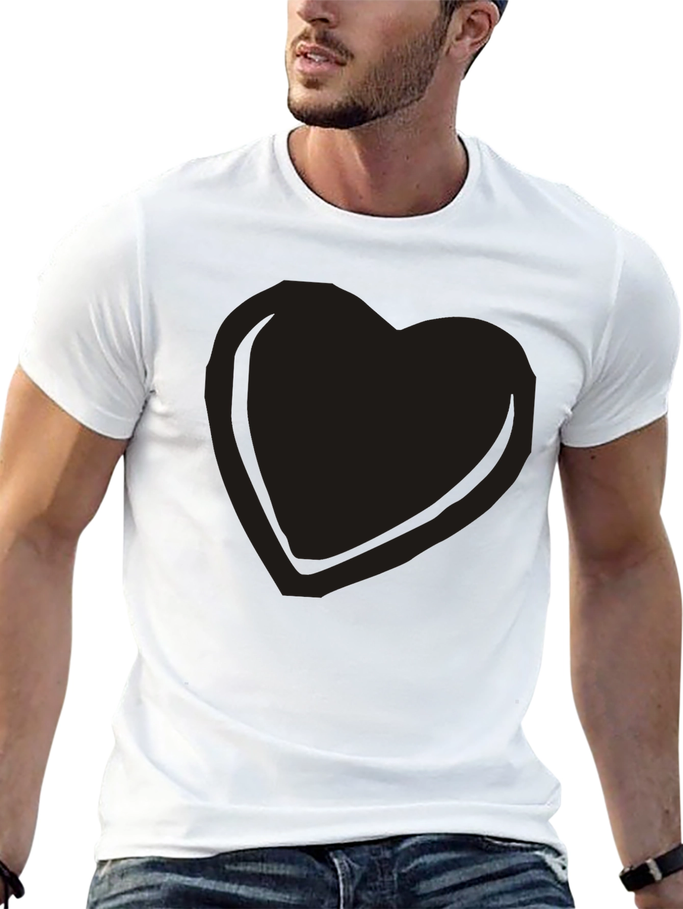 Mens Black Heart Graphic Tee - Casual Comfort
