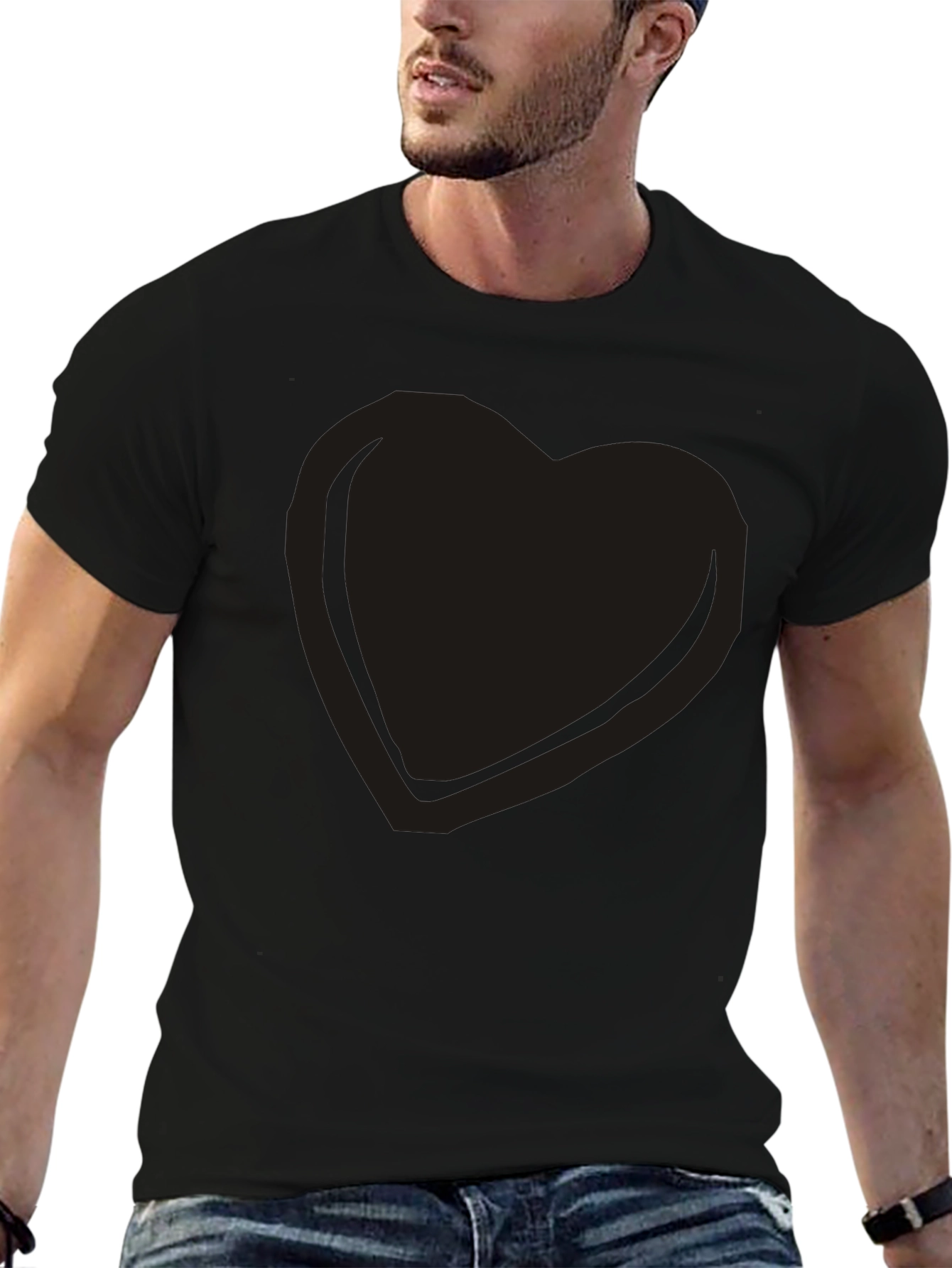 Mens Black Heart Graphic Tee - Casual Comfort