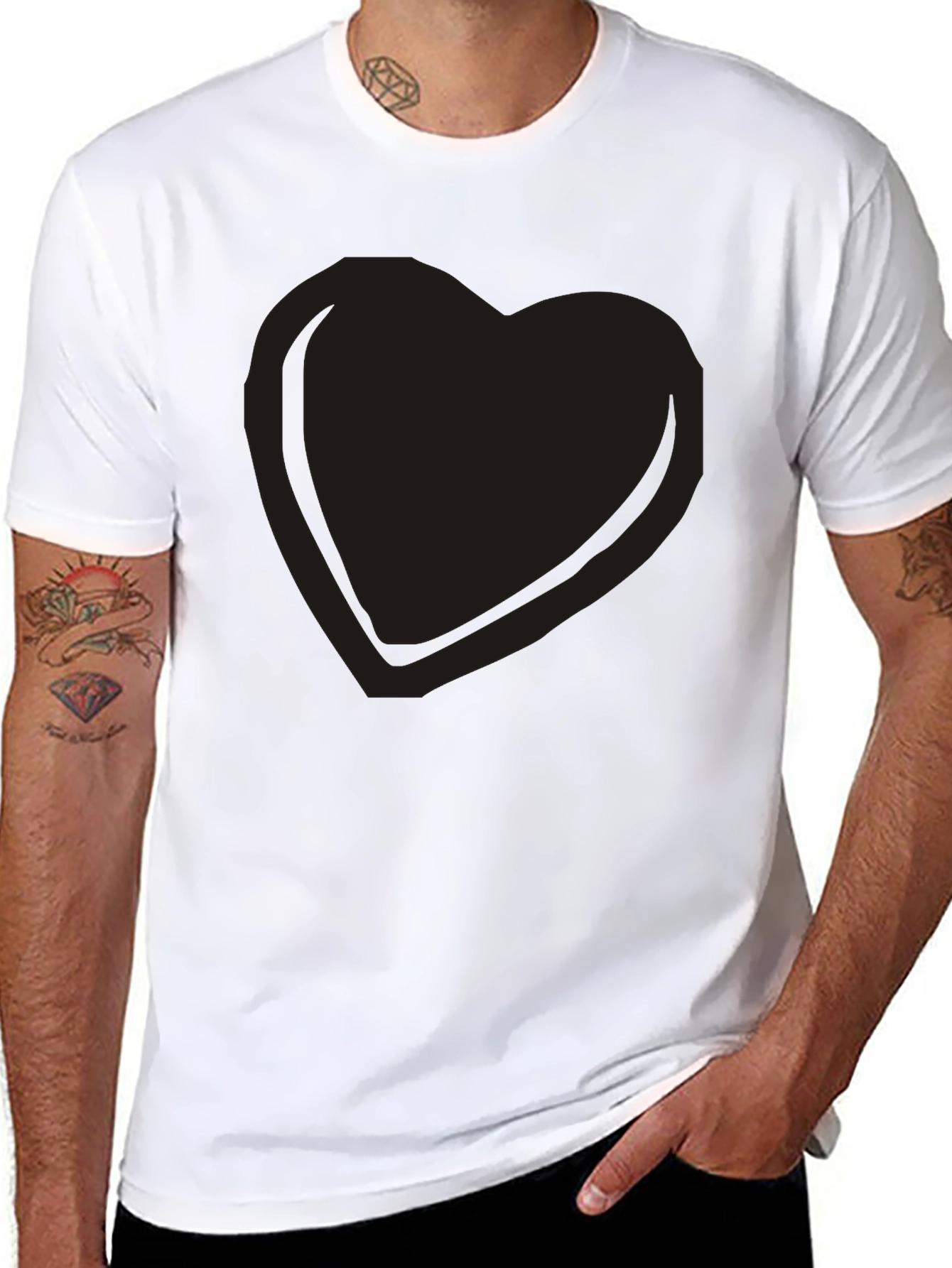 Mens Black Heart Graphic Tee - Casual Comfort