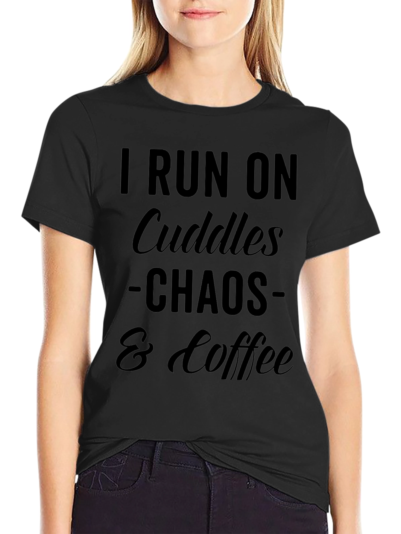 I Run On Cuddles Chaos & Coffee Graphic T-Shirt