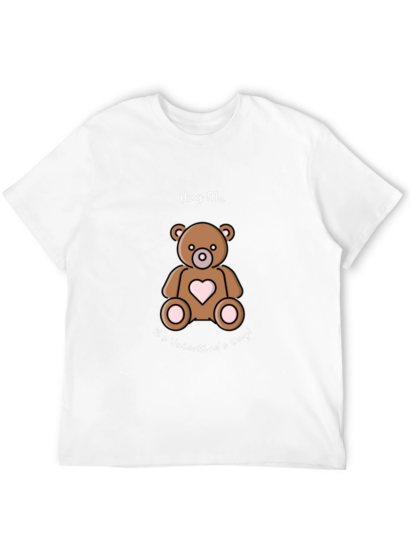 Hug Me Valentines Day Teddy Bear Black T-Shirt