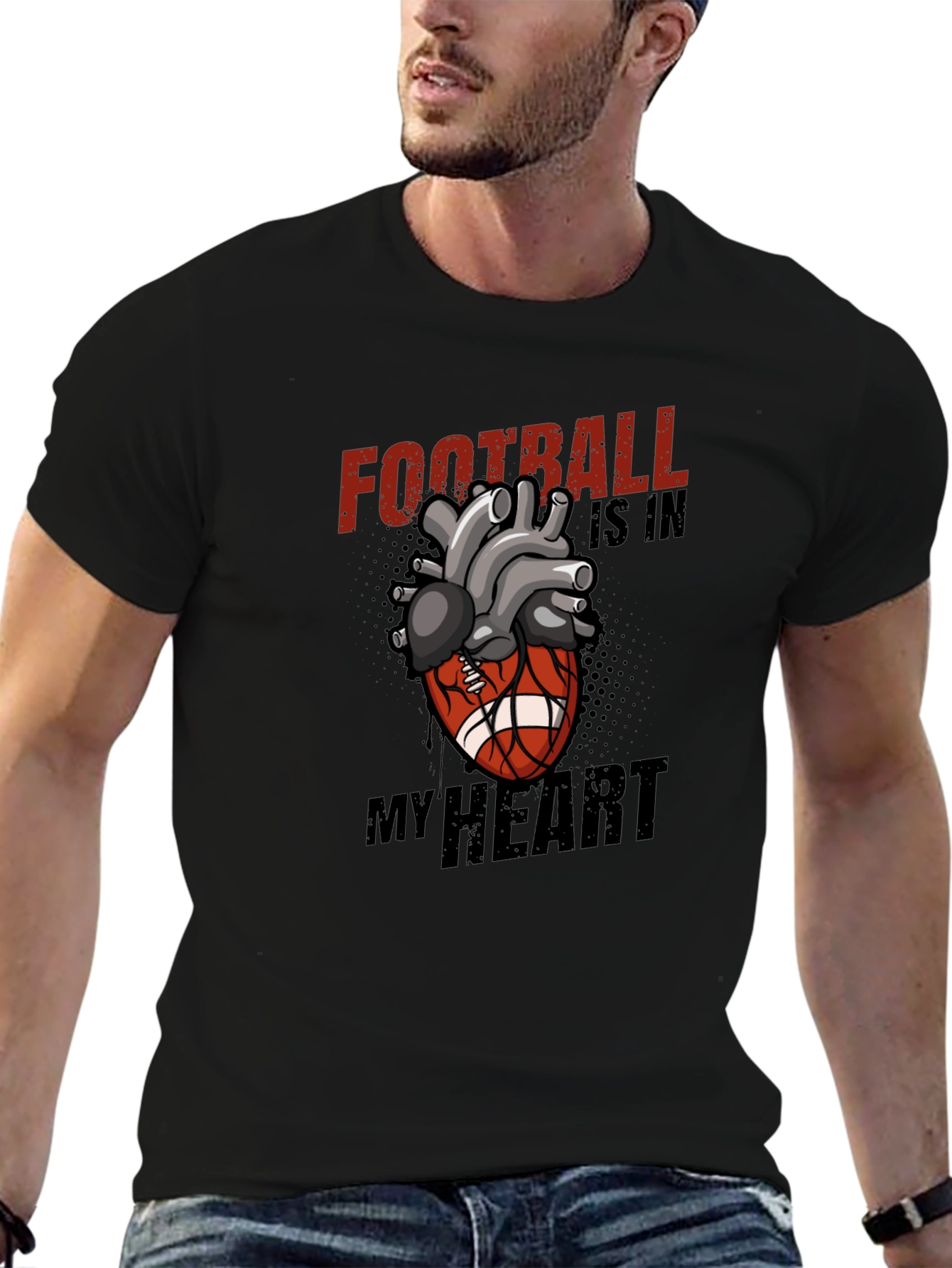 Football Is In My Heart Graphic T-Shirt