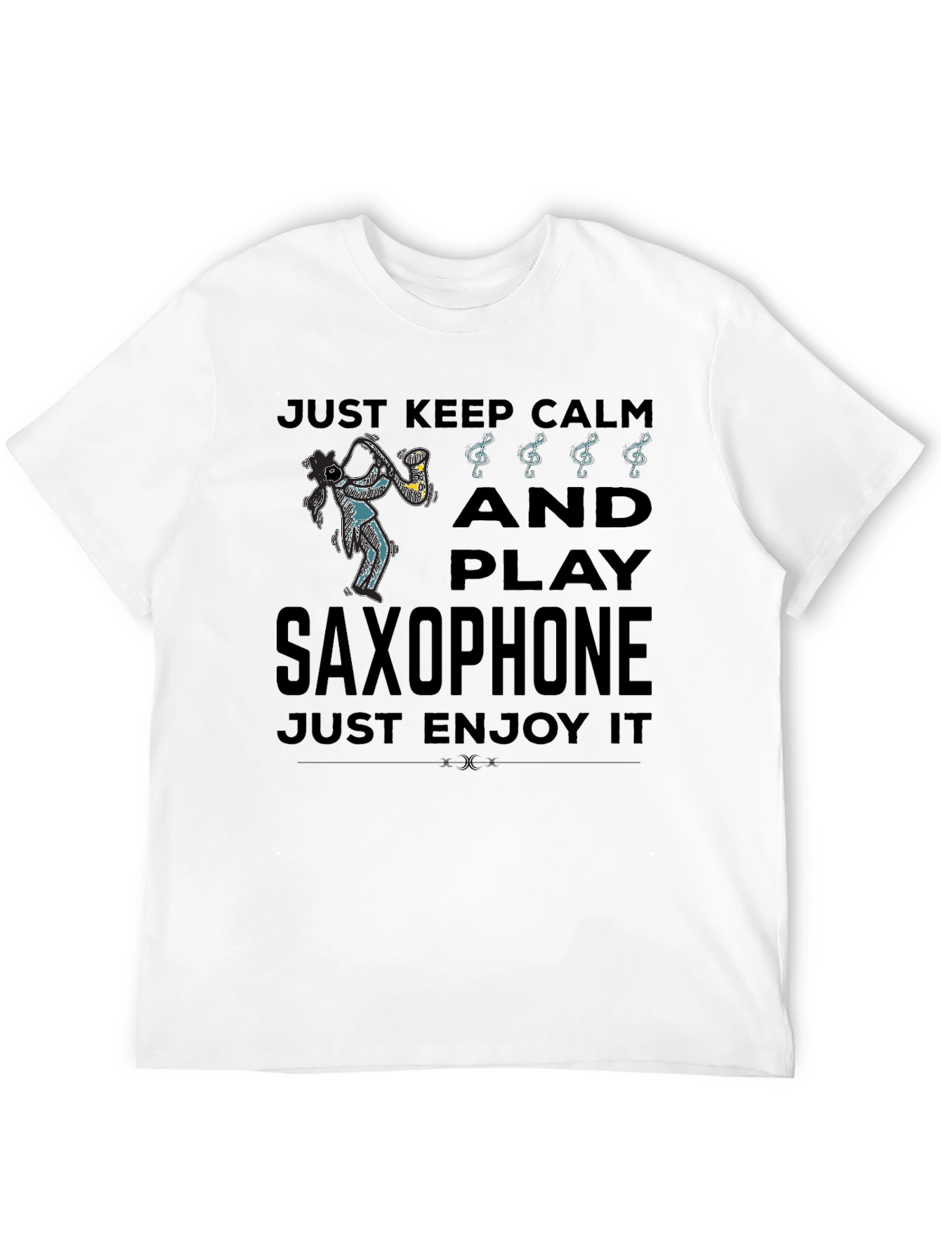 Just Keep Calm Play Saxophone Black Graphic T-Shirt