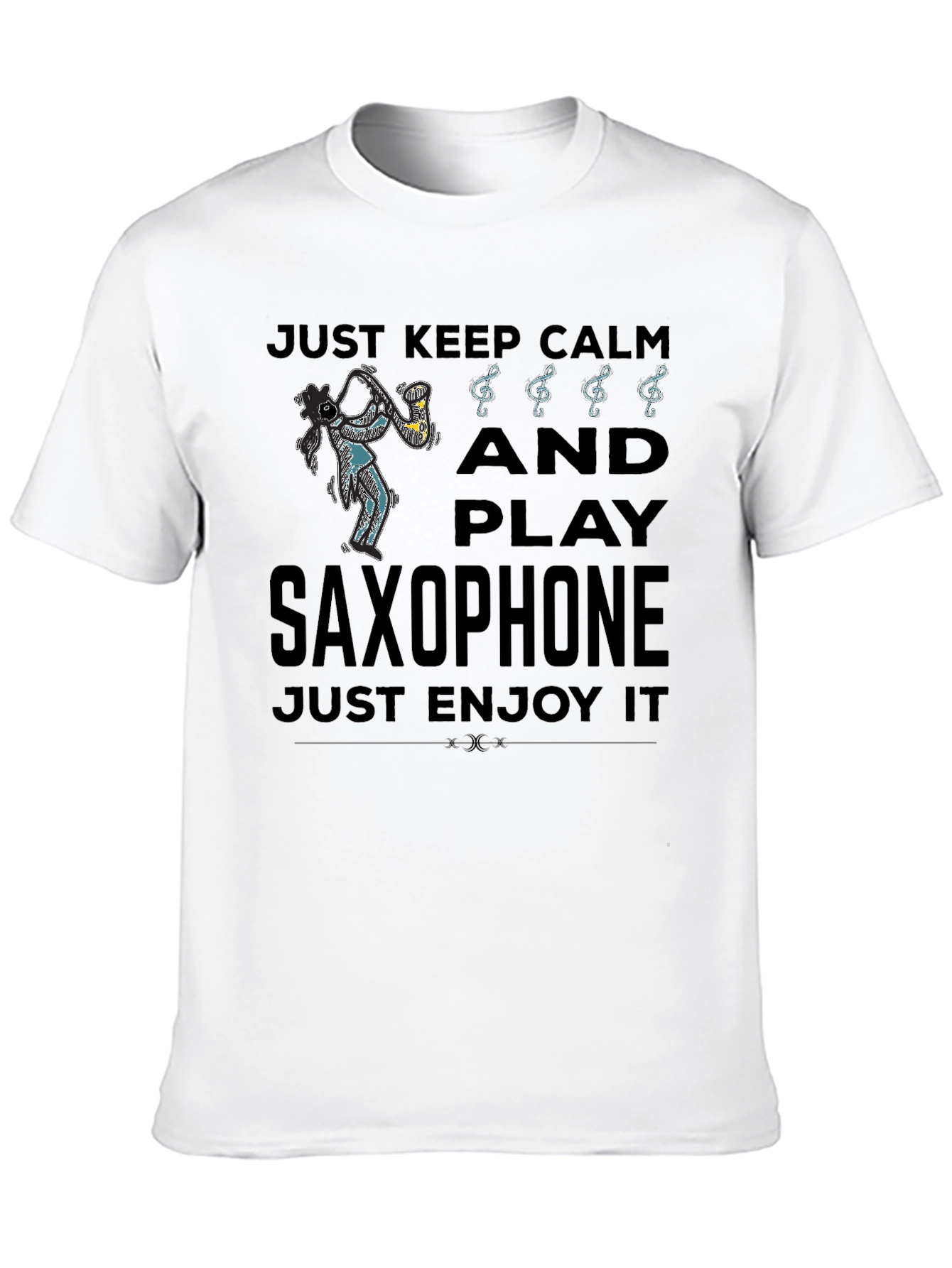 Just Keep Calm Play Saxophone Black Graphic T-Shirt