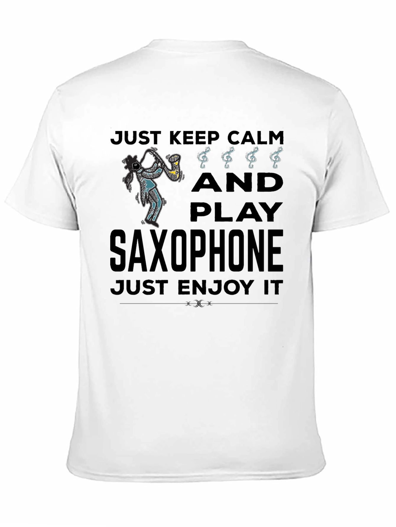 Just Keep Calm Play Saxophone Black Graphic T-Shirt