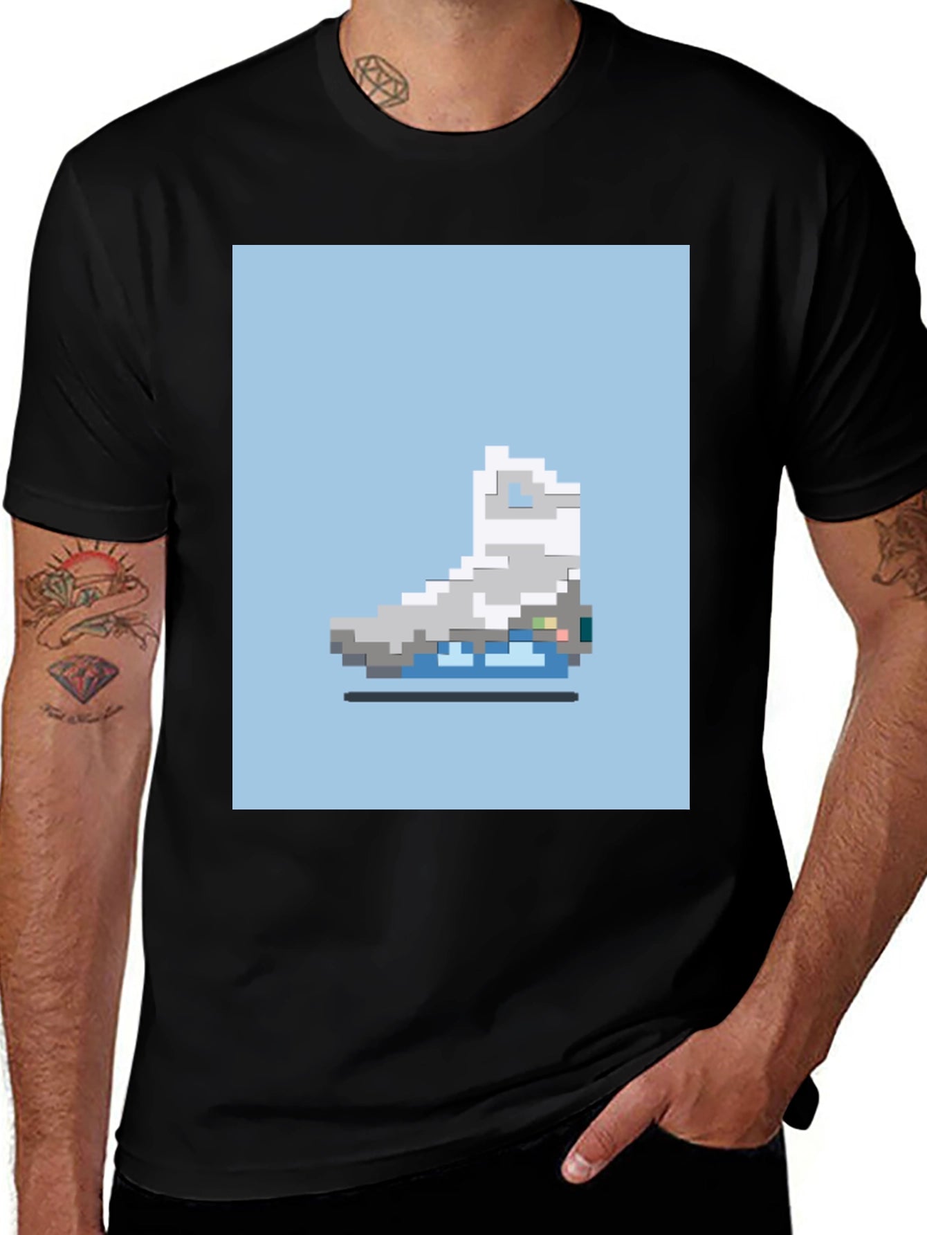 Pixel Ice Skate Graphic Tee - Retro Style