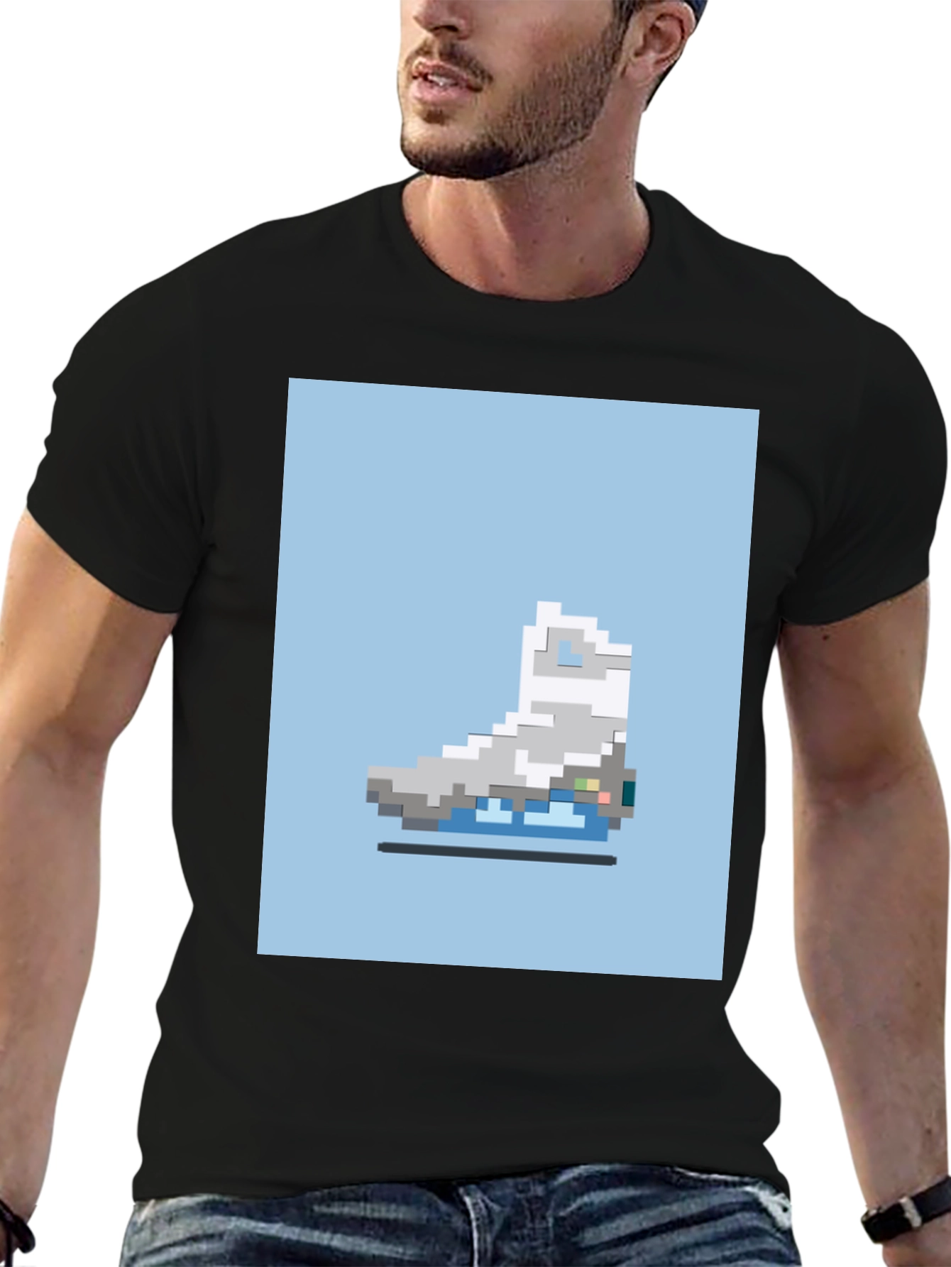 Pixel Ice Skate Graphic Tee - Retro Style