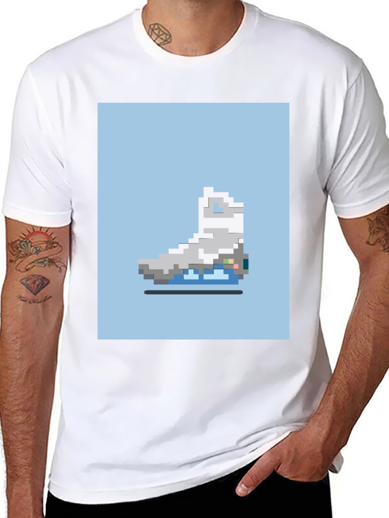 Pixel Ice Skate Graphic Tee - Retro Style