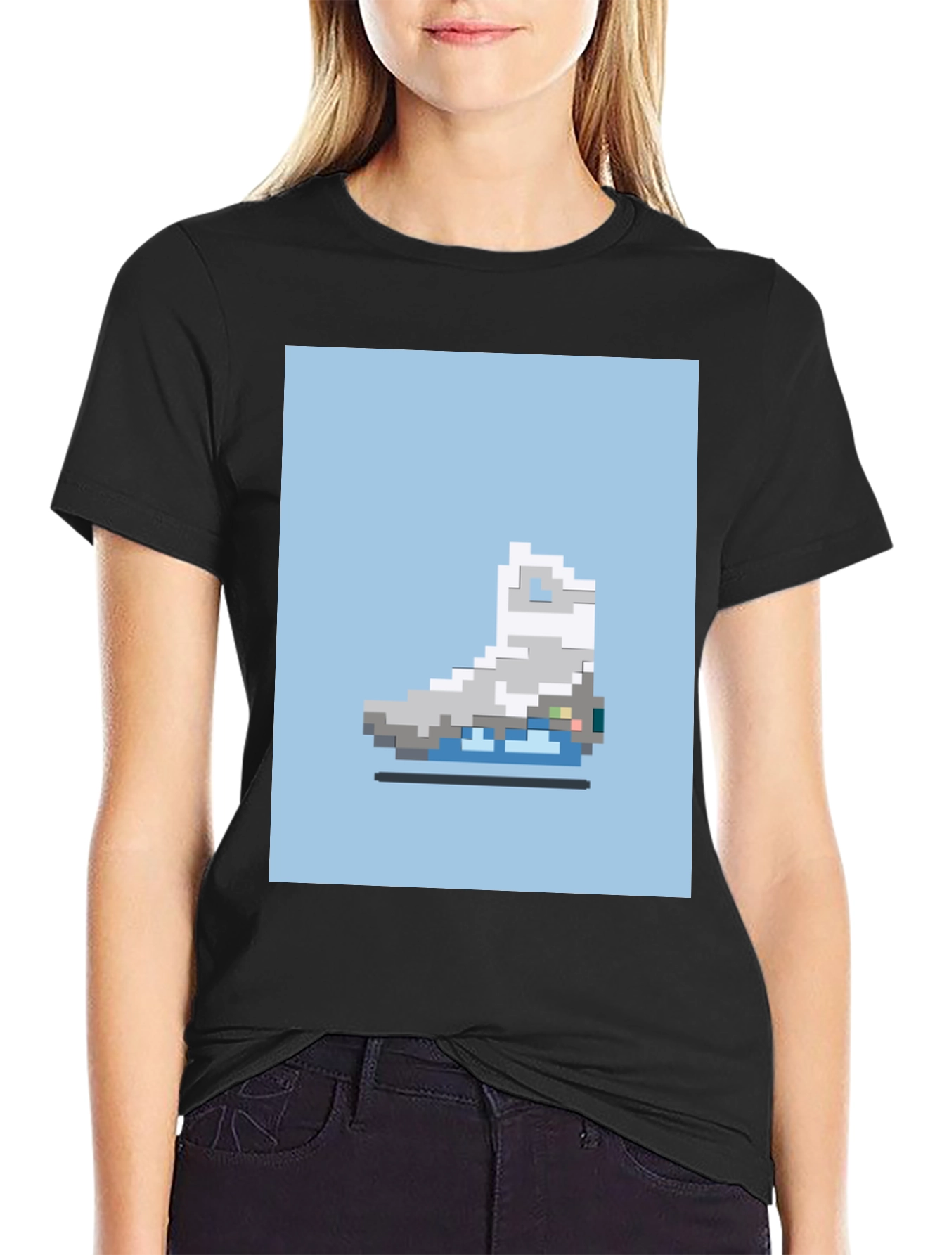 Pixel Ice Skate Graphic Tee - Retro Style