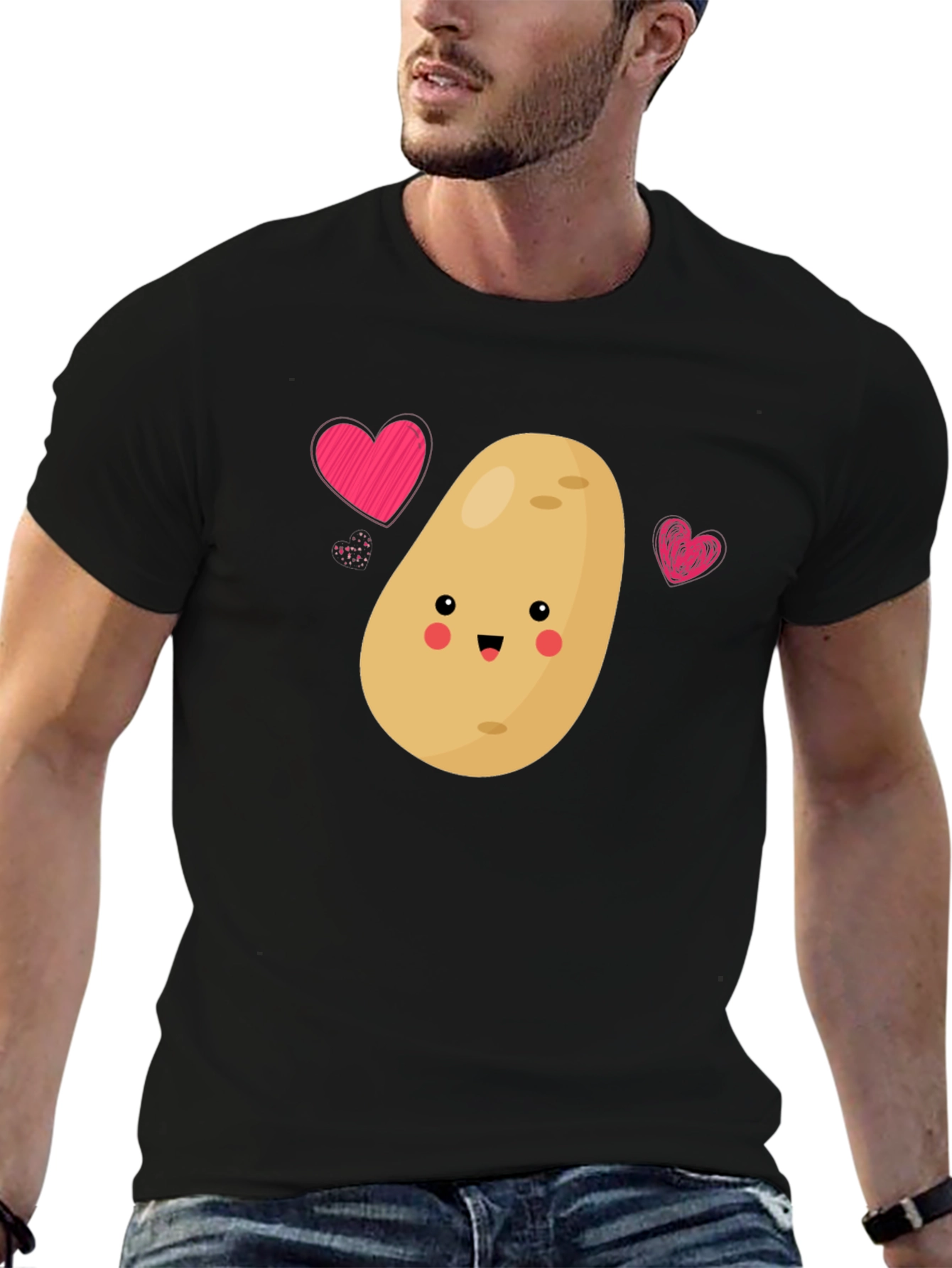 Cute Potato Love T-Shirt - Unisex Black Tee