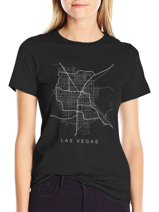 Las Vegas Map Graphic Tee - City Street Black T-Shirt