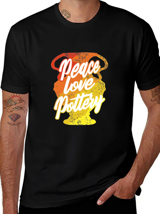 Peace Love Pottery Graphic T-Shirt - Stylish Crew Neck Tee