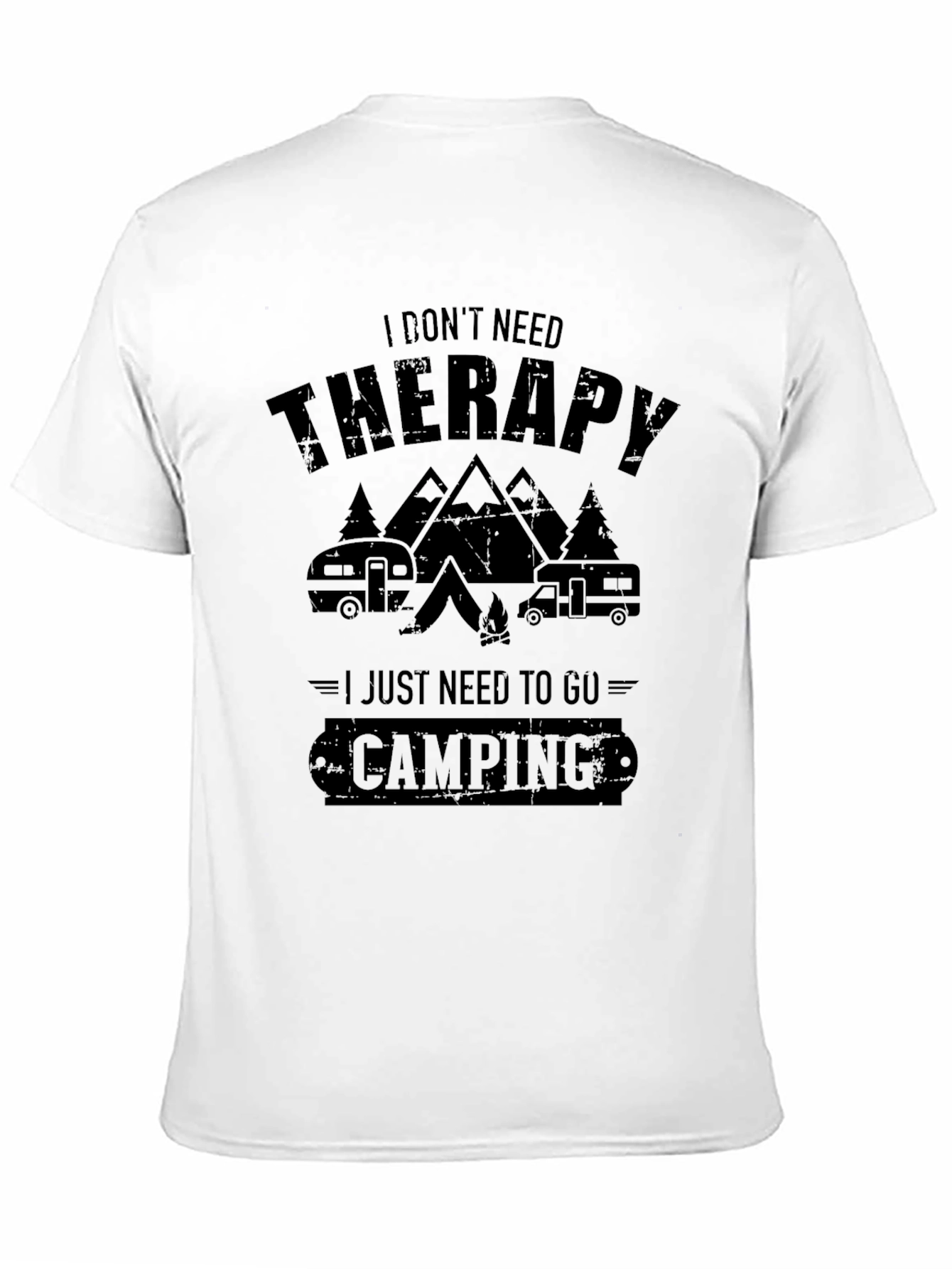 Camping Therapy T-Shirt - Black Graphic Print